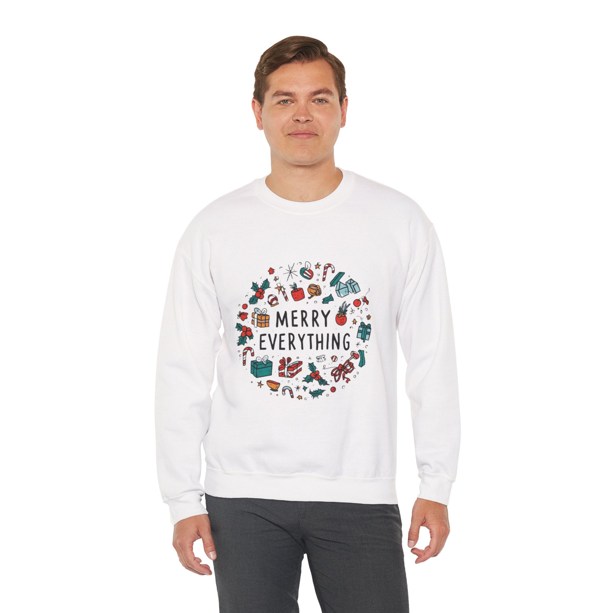Merry Everything Crewneck Sweatshirt — Holiday Graphic Pullover