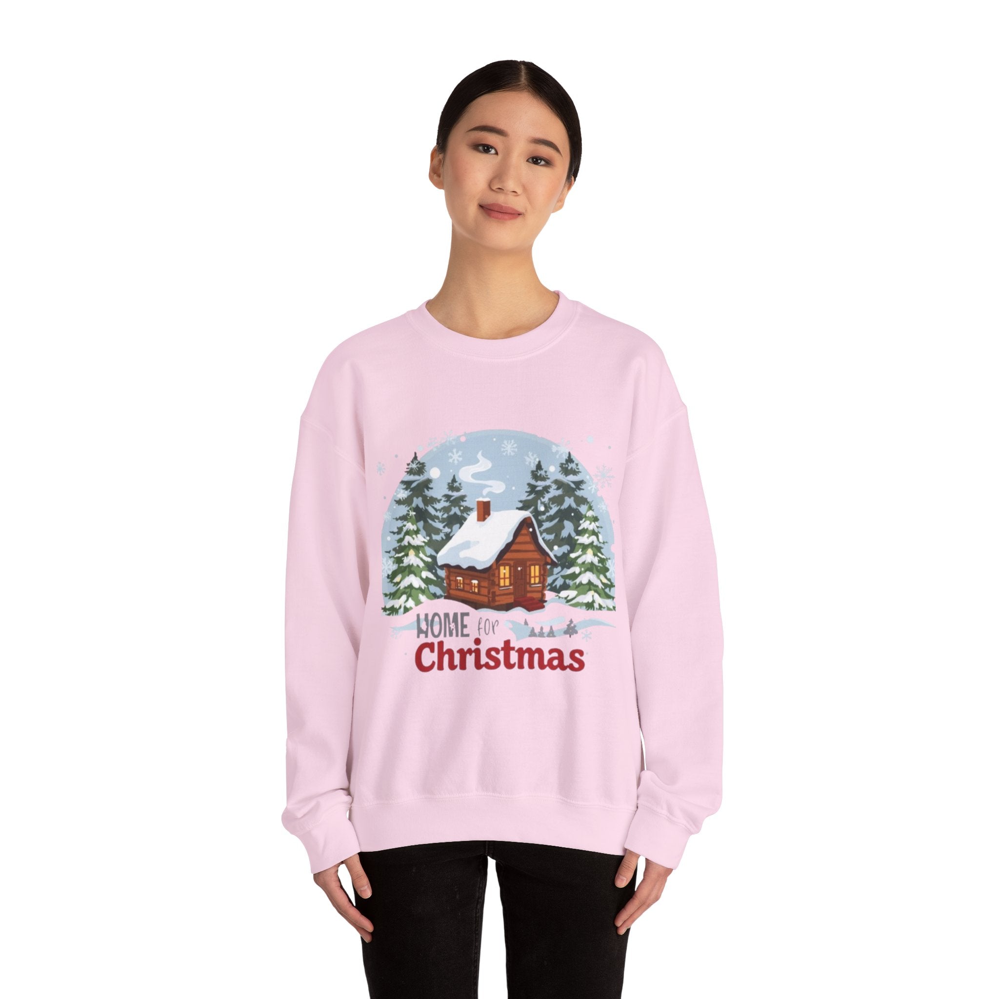 Christmas Cabin Sweatshirt – "Home for Christmas" Cozy Holiday Crewneck