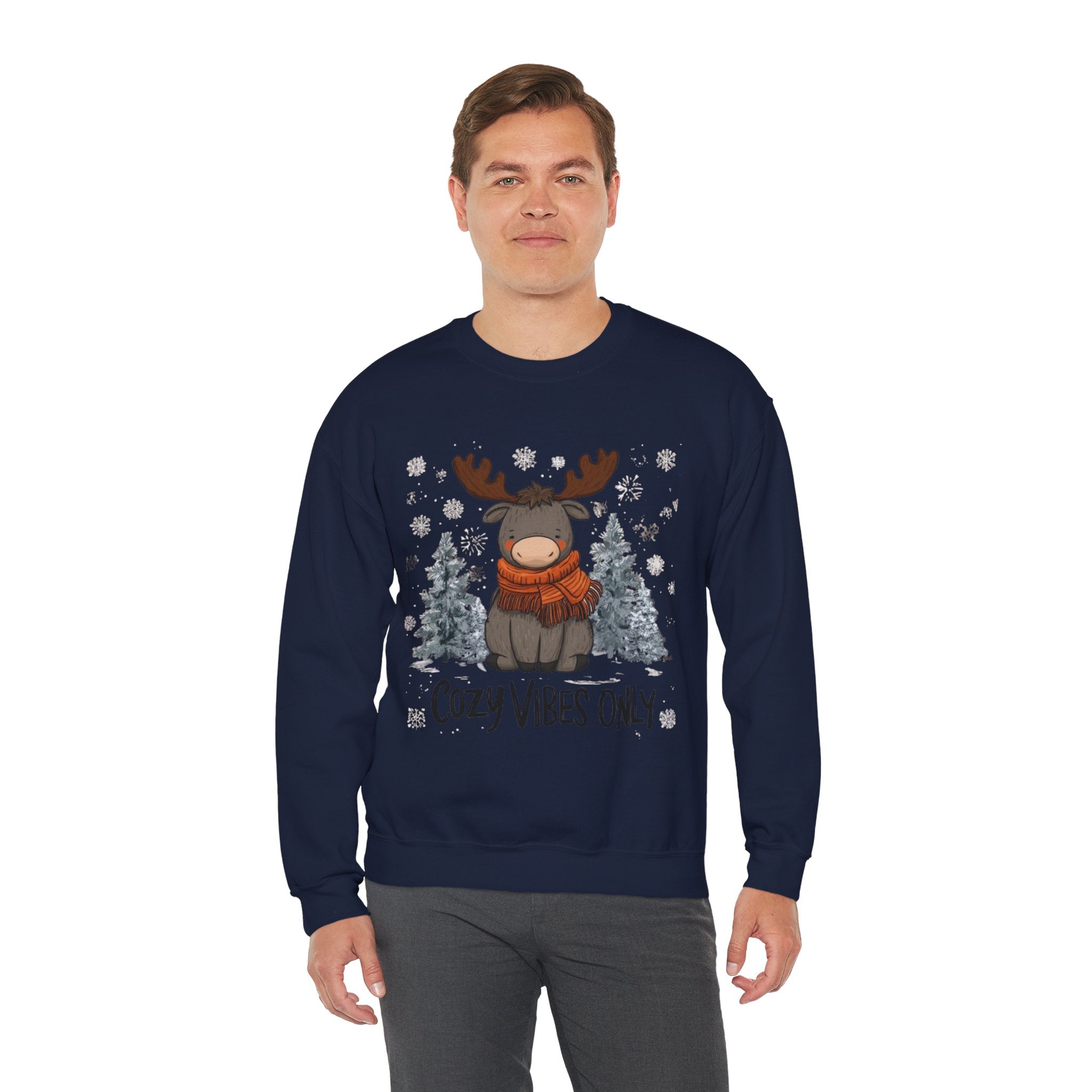 Cozy Vibes Only Sweatshirt — Cute Winter Moose Crewneck