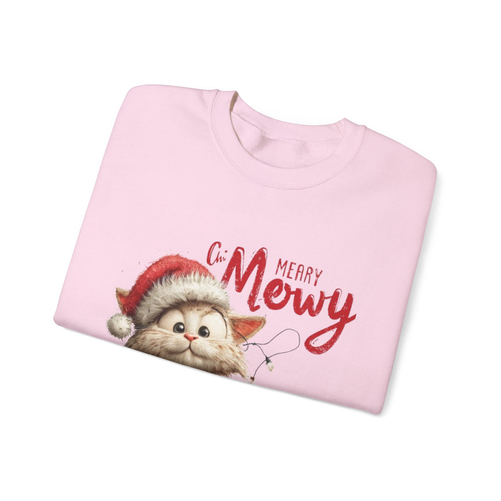 Merry Mewry Cat Sweatshirt — Cute Christmas Kitty Crewneck