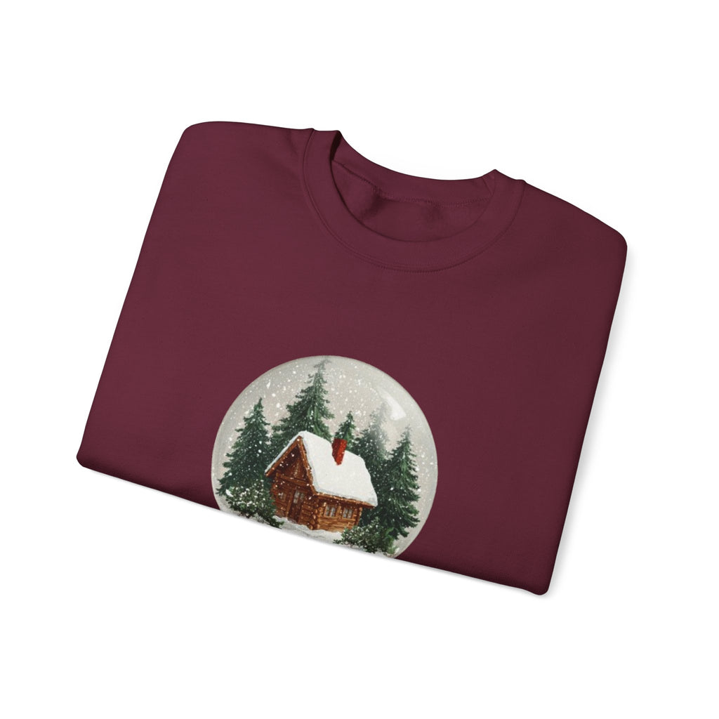 Christmas Snow Globe Sweatshirt – “Home Christmas” Cabin Crewneck