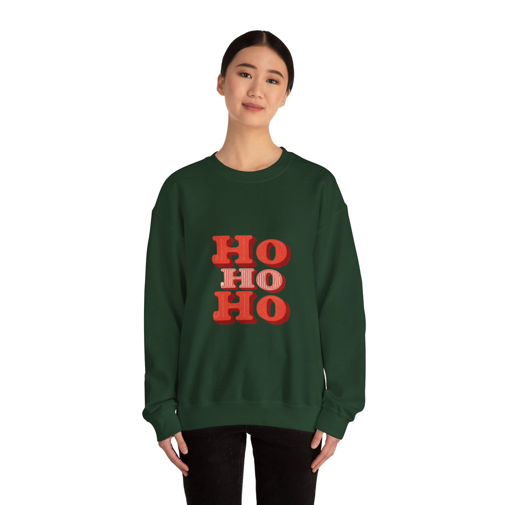Holiday Crewneck Sweatshirt – Retro 'HO HO HO' Christmas Sweatshirt