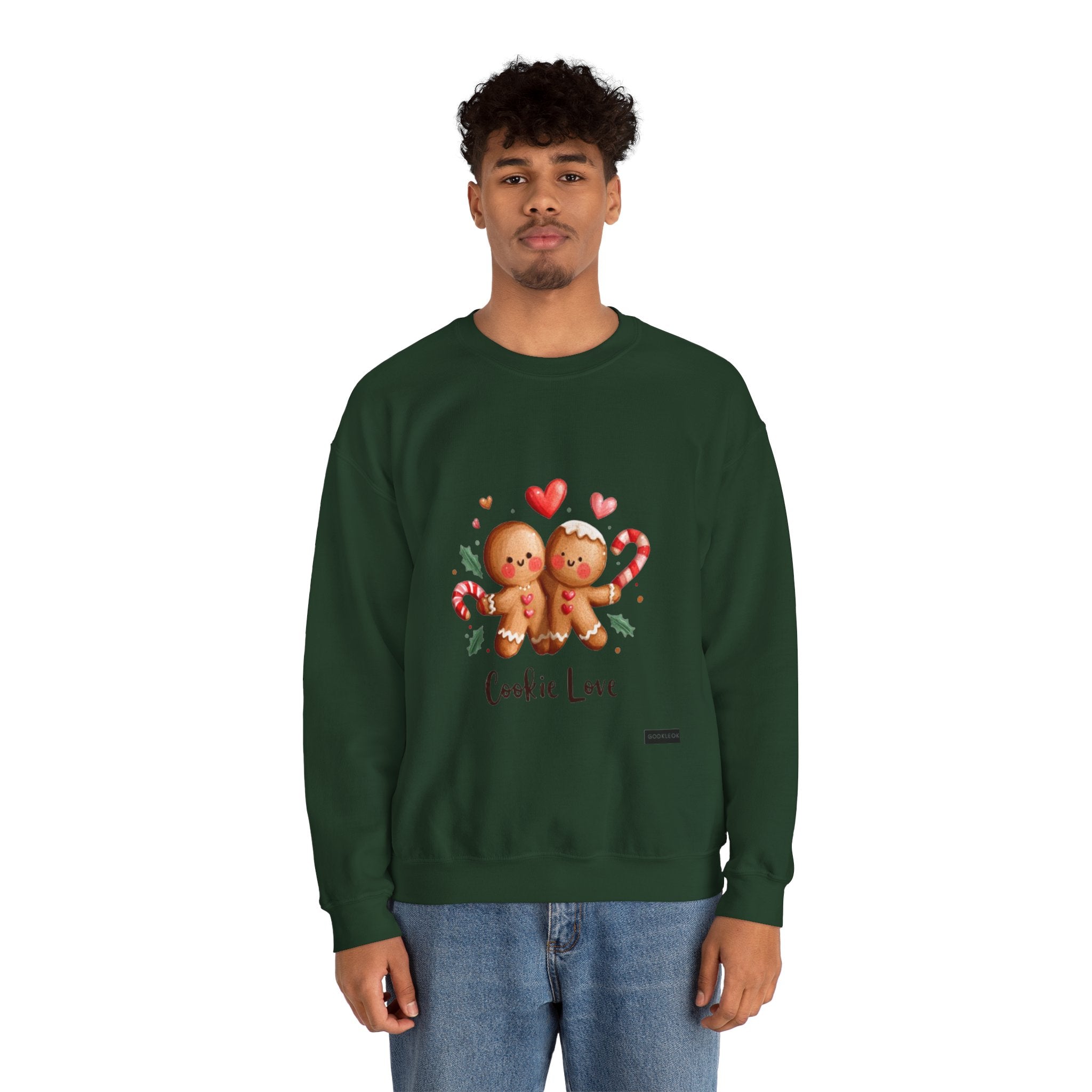 Crewneck Sweatshirt — 'Cookie Love' Cute Gingerbread Couple Holiday Pullover
