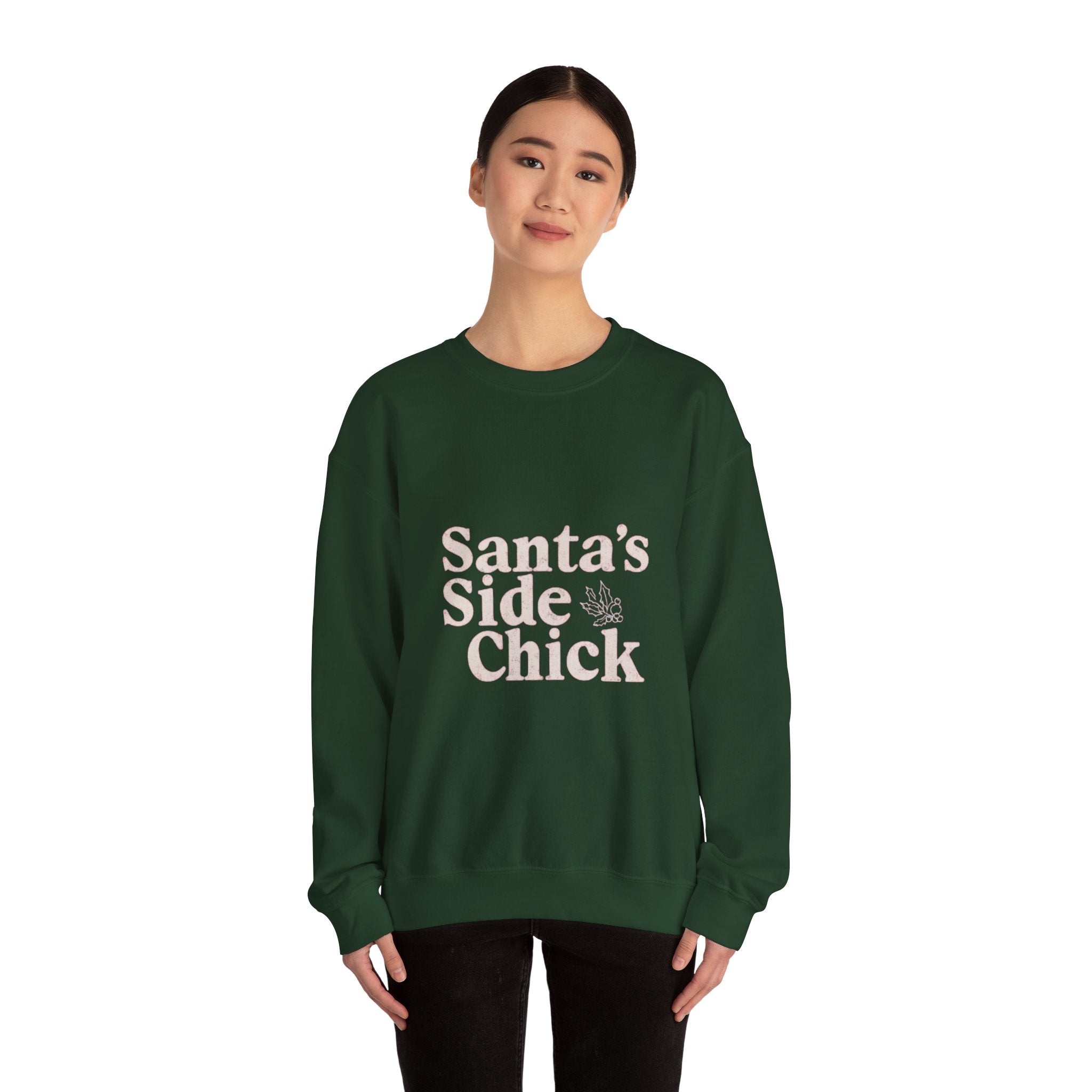 Crewneck Sweatshirt — "Santa's Side Chick" Holiday Graphic Pullover