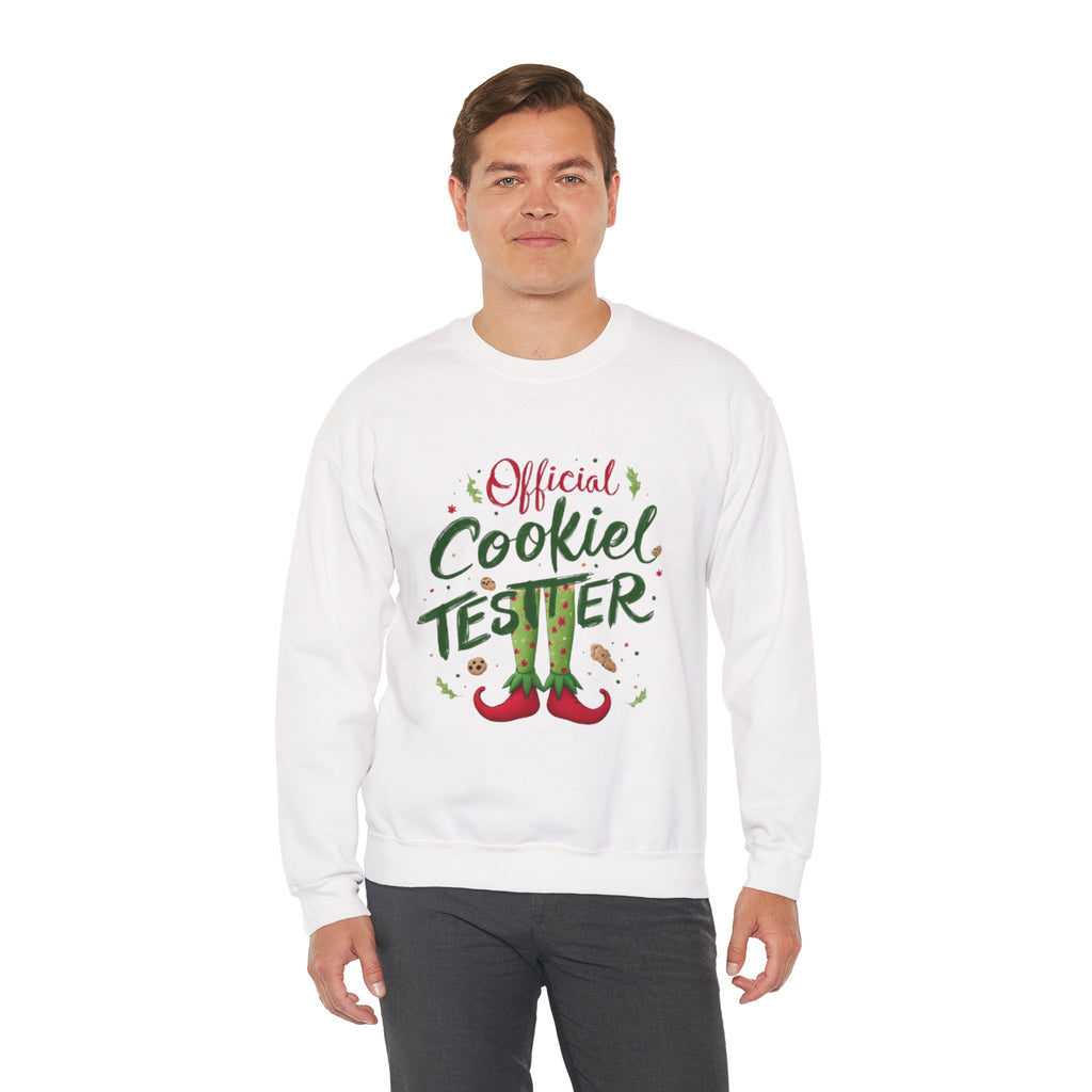 Crewneck Sweatshirt - "Official Cookie Tester" Elf Legs Christmas Holiday Sweater
