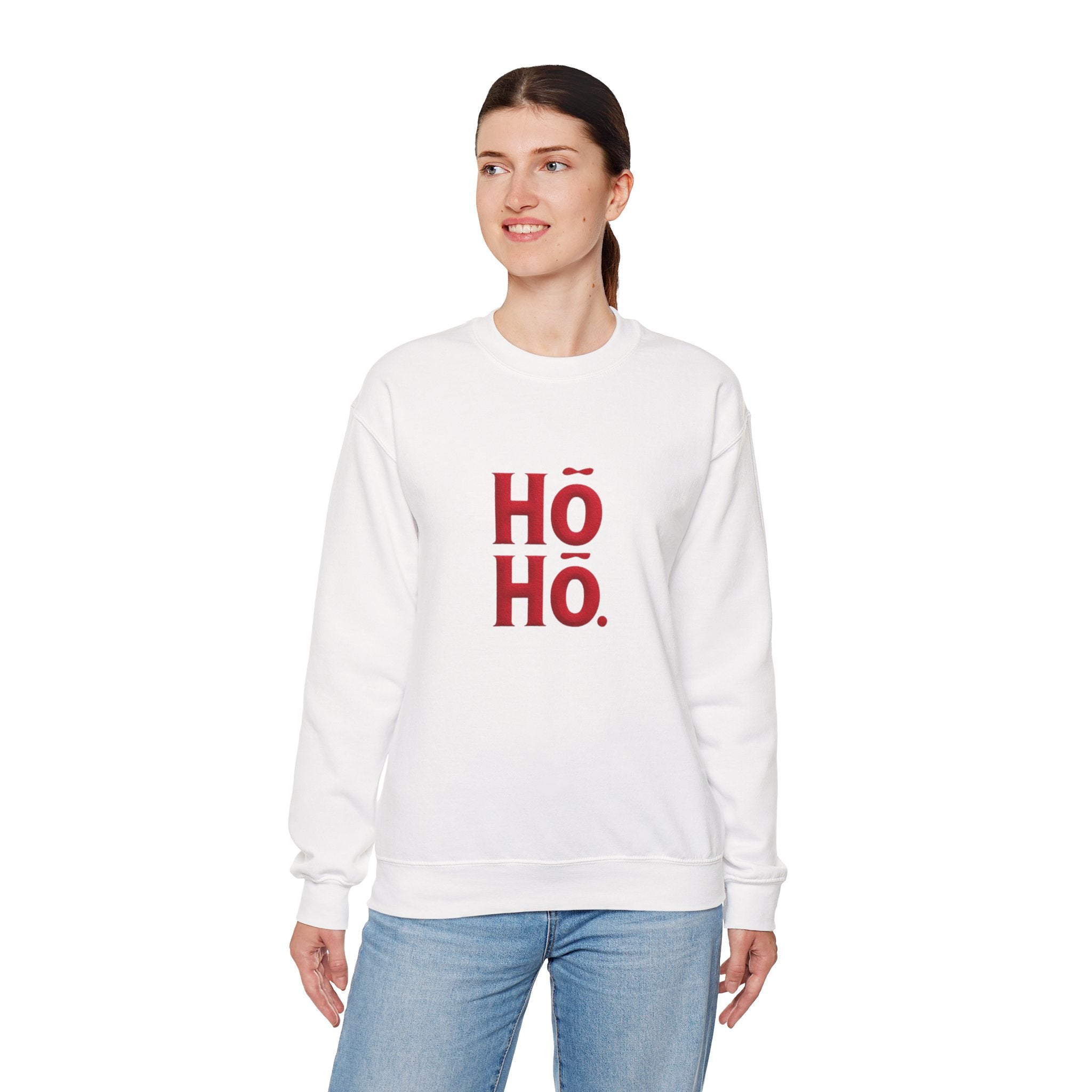 Holiday Crewneck Sweatshirt – Red “HŌ HŌ.” Christmas Sweater Tee
