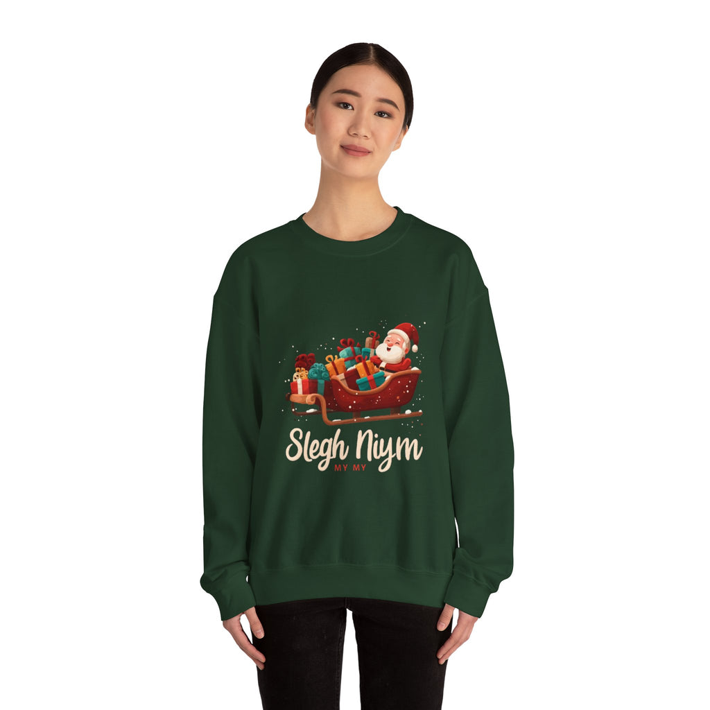 Christmas Santa Sleigh Crewneck Sweatshirt — "Sleigh Niym" Holiday Graphic