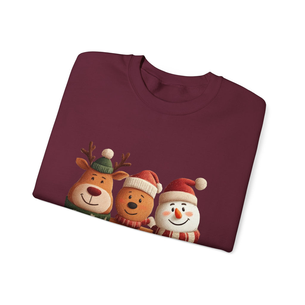 Christmas Crewneck Sweatshirt — Cute Reindeer, Bear & Snowman Holiday Pullover