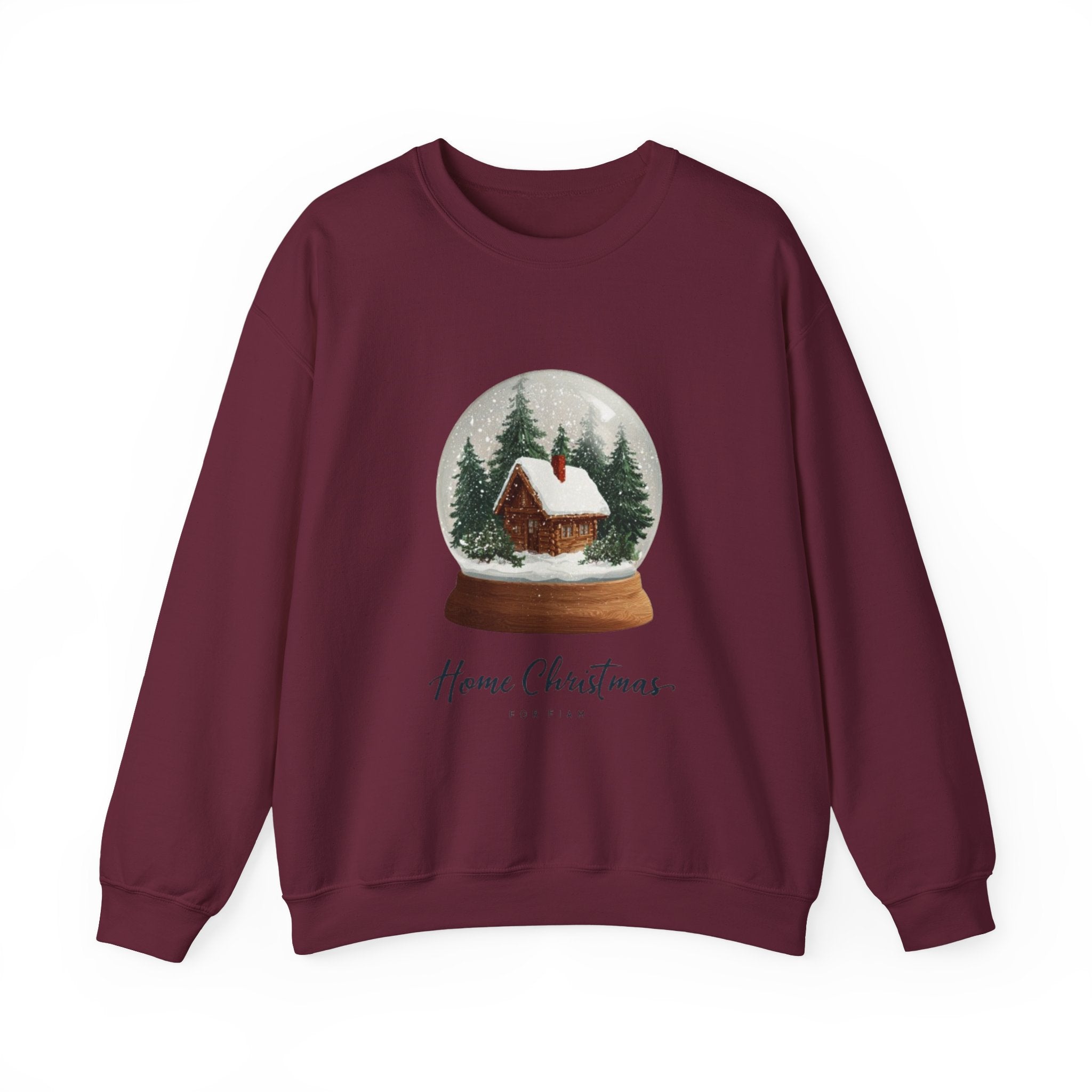 Christmas Snow Globe Sweatshirt – “Home Christmas” Cabin Crewneck