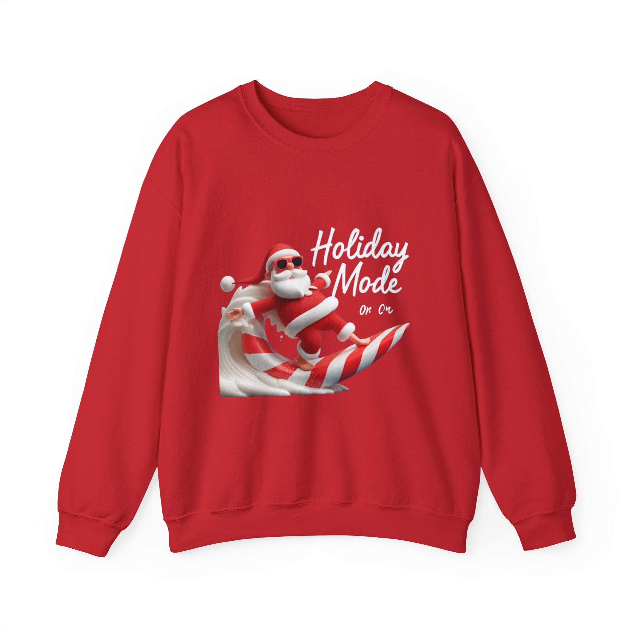 Santa Surfing Candy Cane Crewneck Sweatshirt