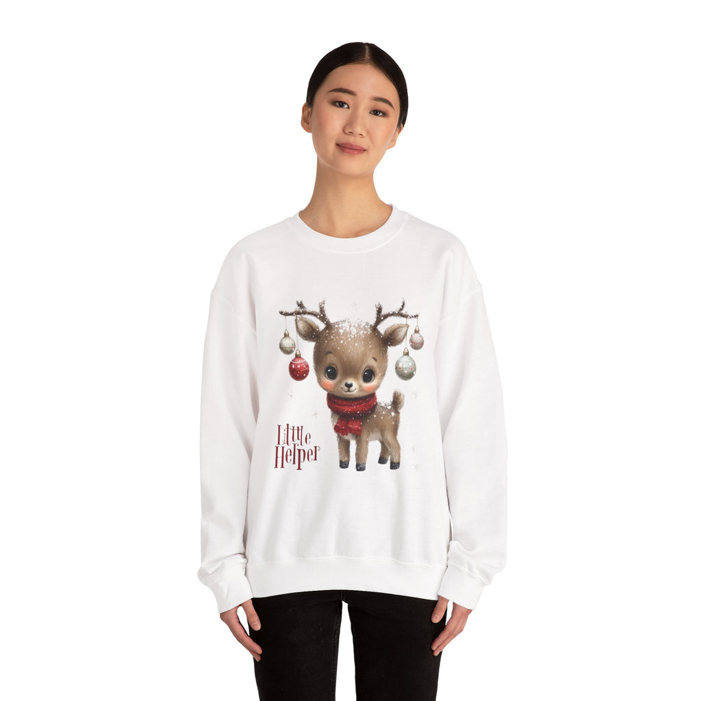 Christmas Reindeer Sweatshirt – 'Little Helper' Cute Holiday Crewneck
