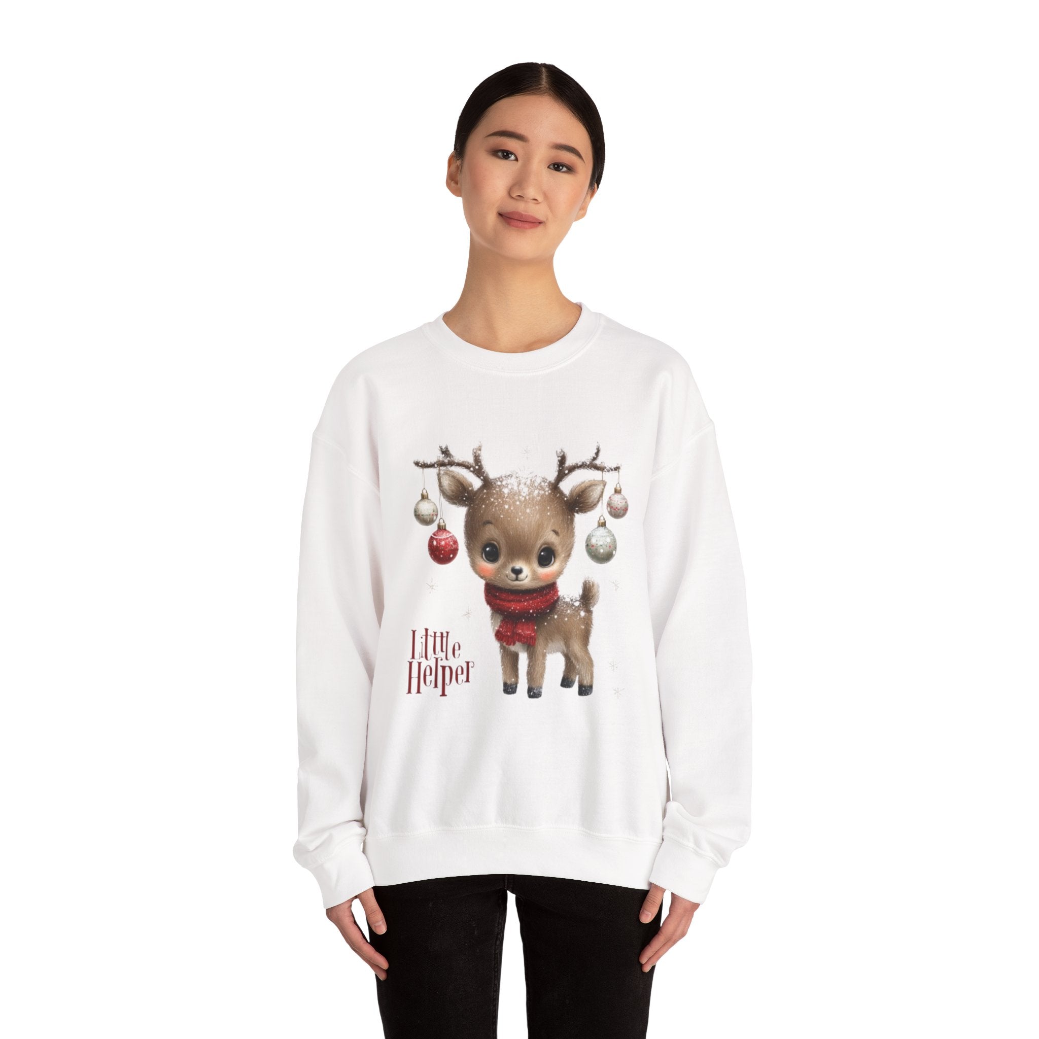 Christmas Reindeer Sweatshirt – 'Little Helper' Cute Holiday Crewneck