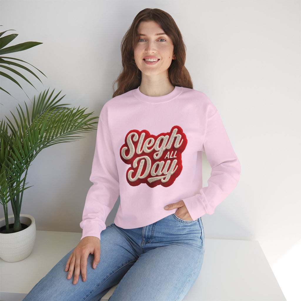 Sleigh All Day Crewneck Sweatshirt — Retro Holiday Christmas Pullover