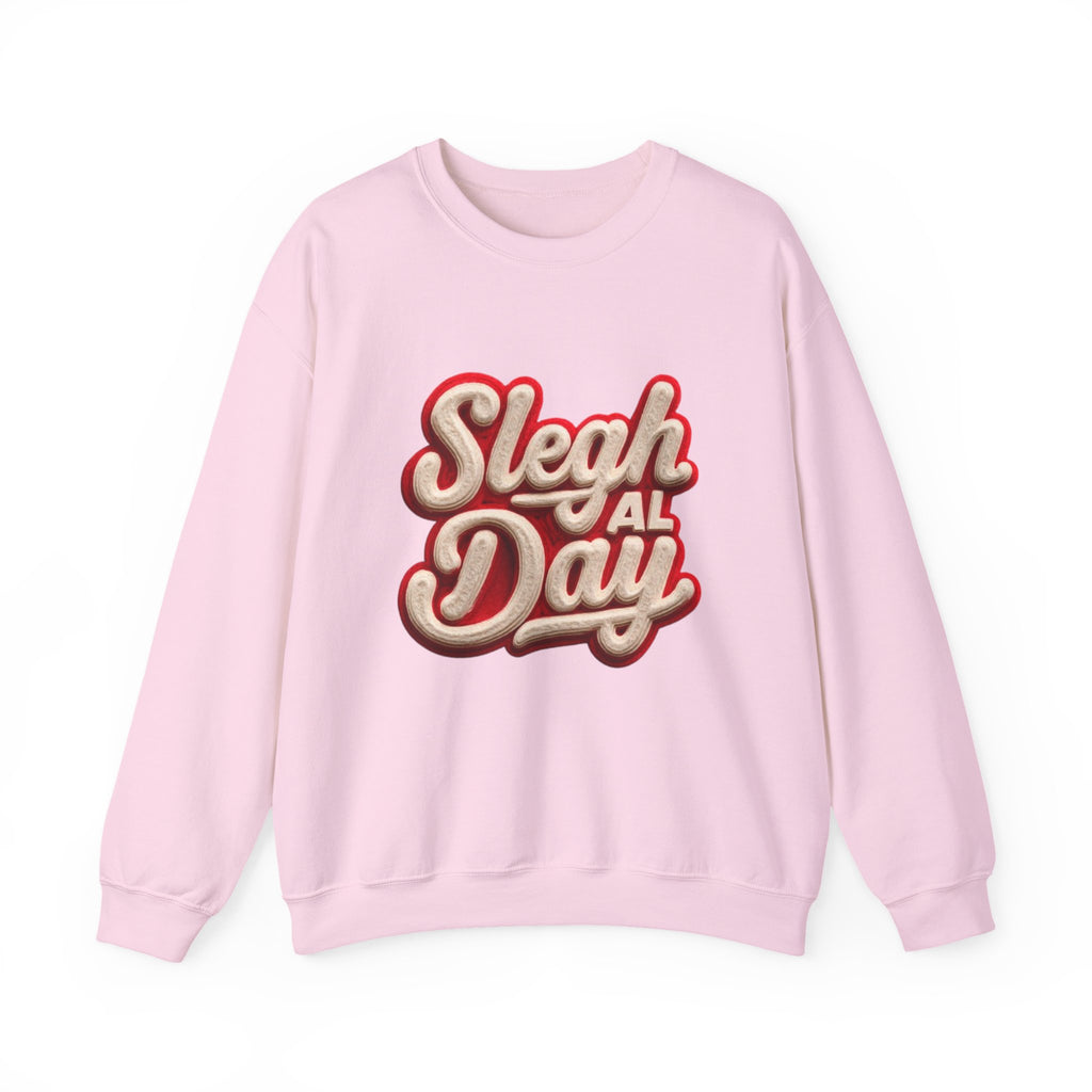 Crewneck Sweatshirt – "Sleigh All Day" Retro Christmas Holiday Pullover