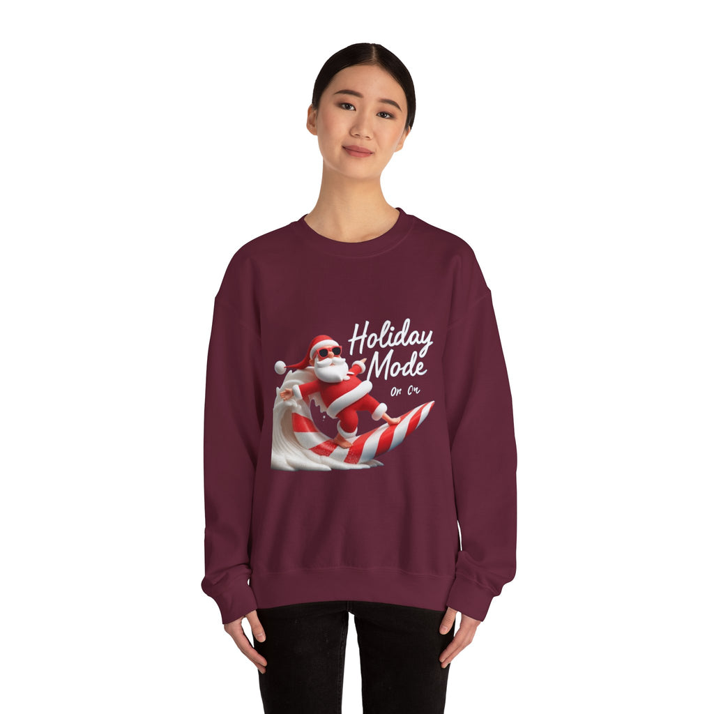 Santa Surfing Candy Cane Crewneck Sweatshirt