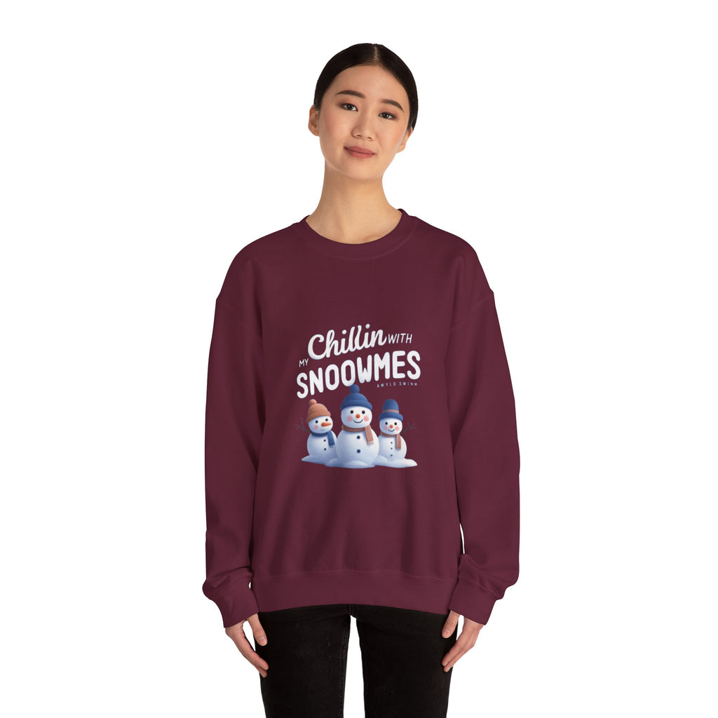 Sweatshirt — “Chillin’ with My Snoowmes” Cute Snowman Holiday Crewneck
