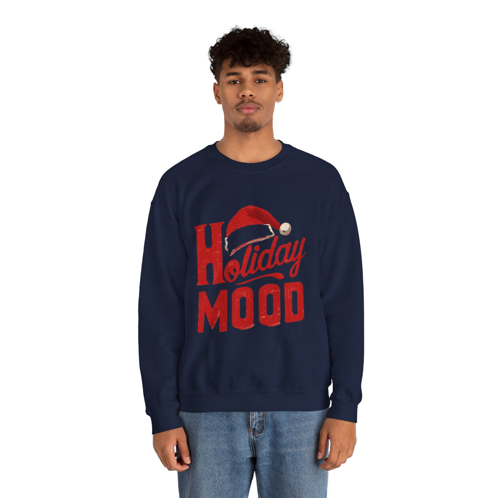 Holiday Mood Sweatshirt – Festive Santa Hat Christmas Crewneck