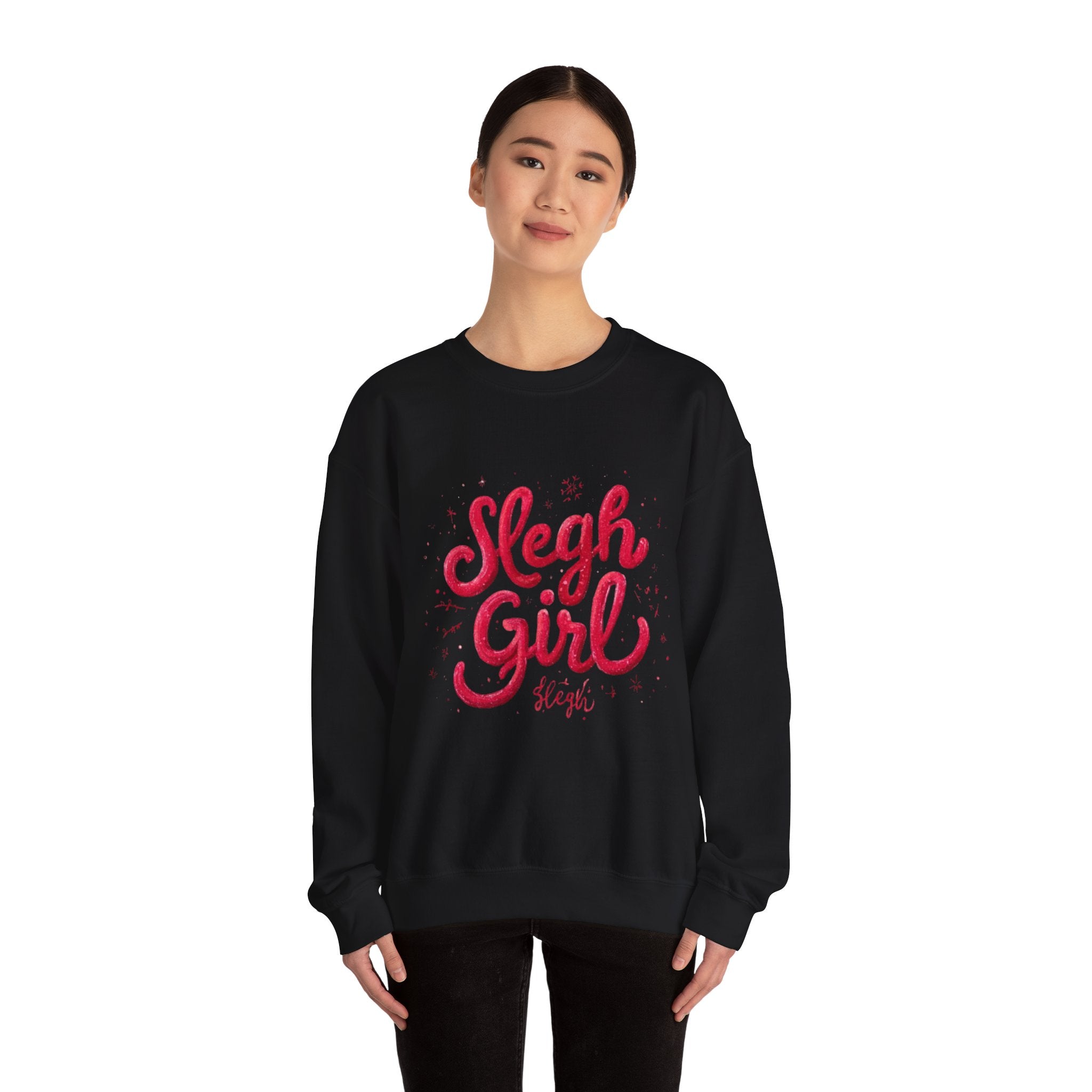 Crewneck Sweatshirt - 'Sleigh Girl' Christmas Graphic Holiday Pullover