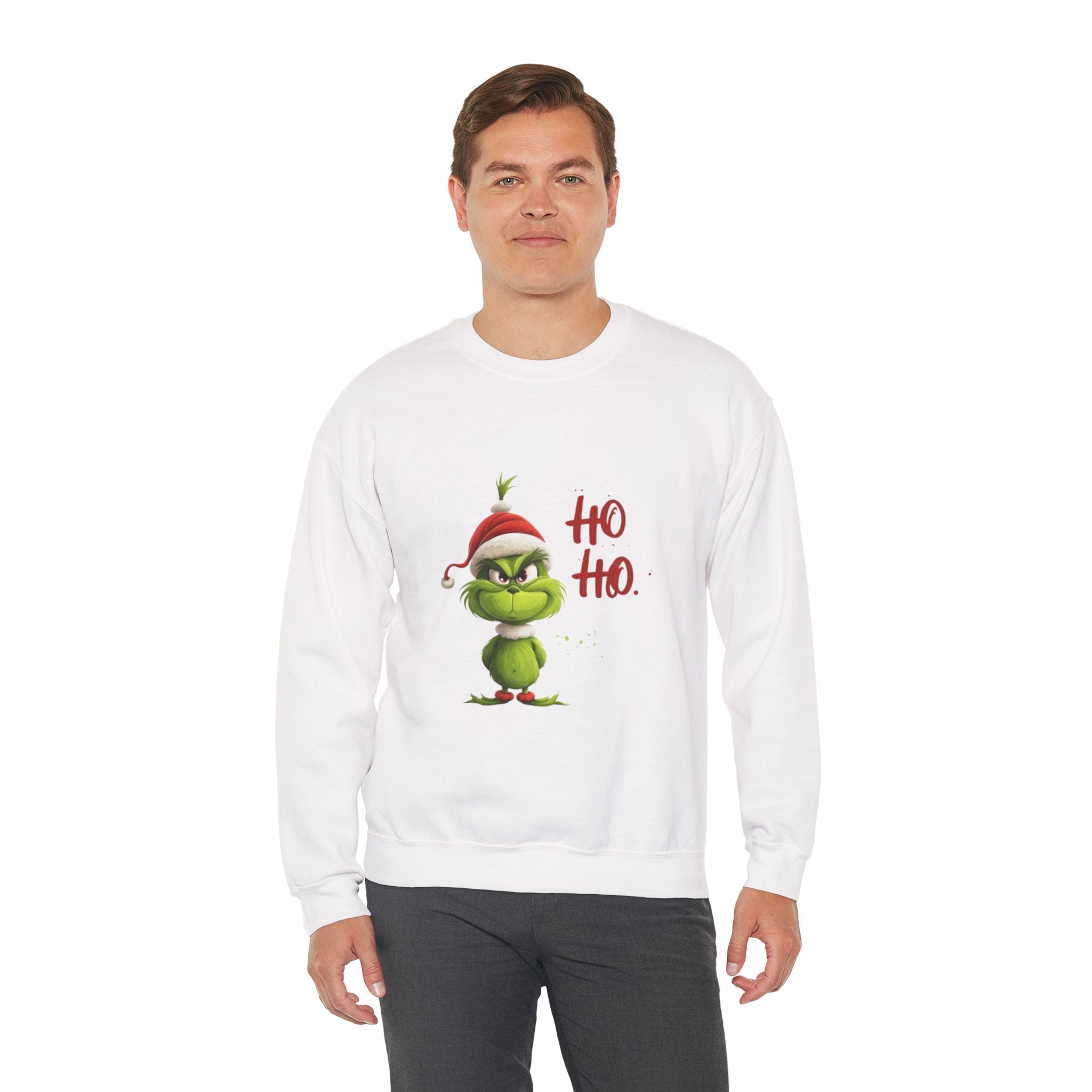 Grumpy Grinch Christmas Sweatshirt – "Ho Ho." Holiday Crewneck
