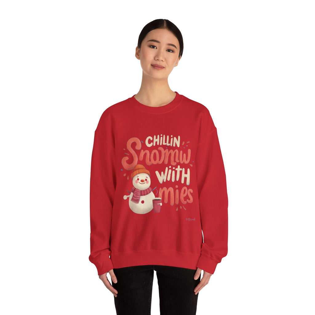 Sweatshirt — "Chillin' Snowman With Smiles" Cozy Holiday Crewneck