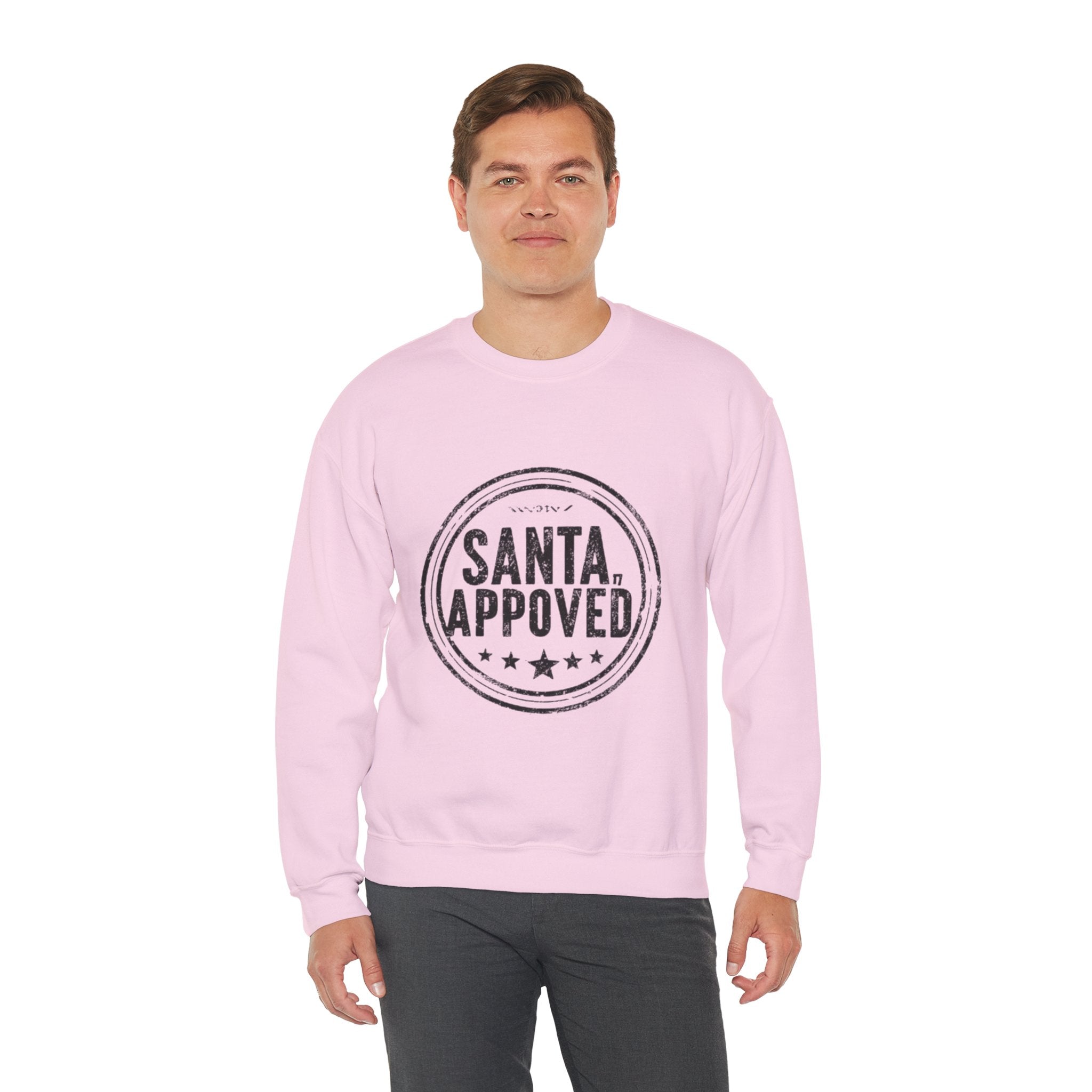 Santa Approved Crewneck Sweatshirt - Vintage Christmas Stamp Design