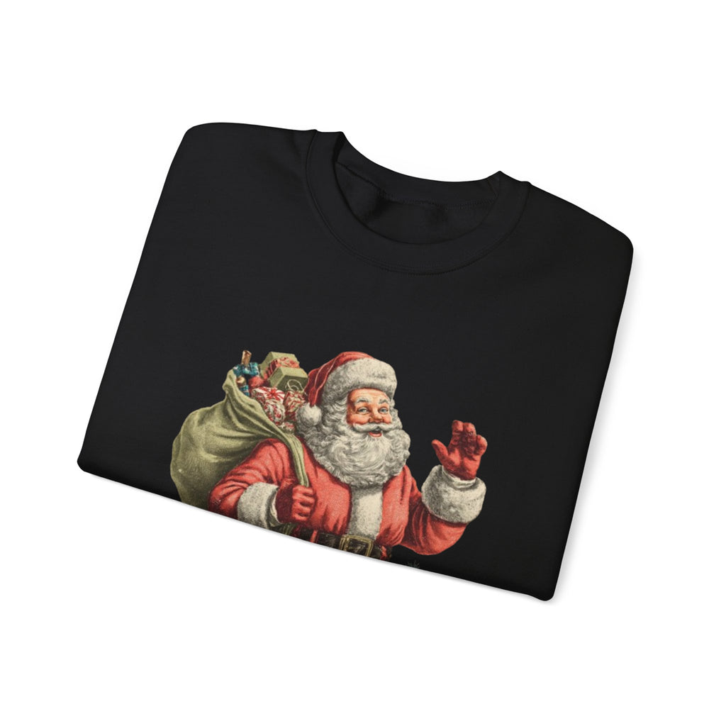 Santa Crewneck Sweatshirt — 'Here Comes Santa' Vintage Christmas Sweater