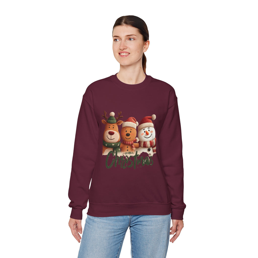 Christmas Crewneck Sweatshirt — Cute Reindeer, Bear & Snowman Holiday Pullover