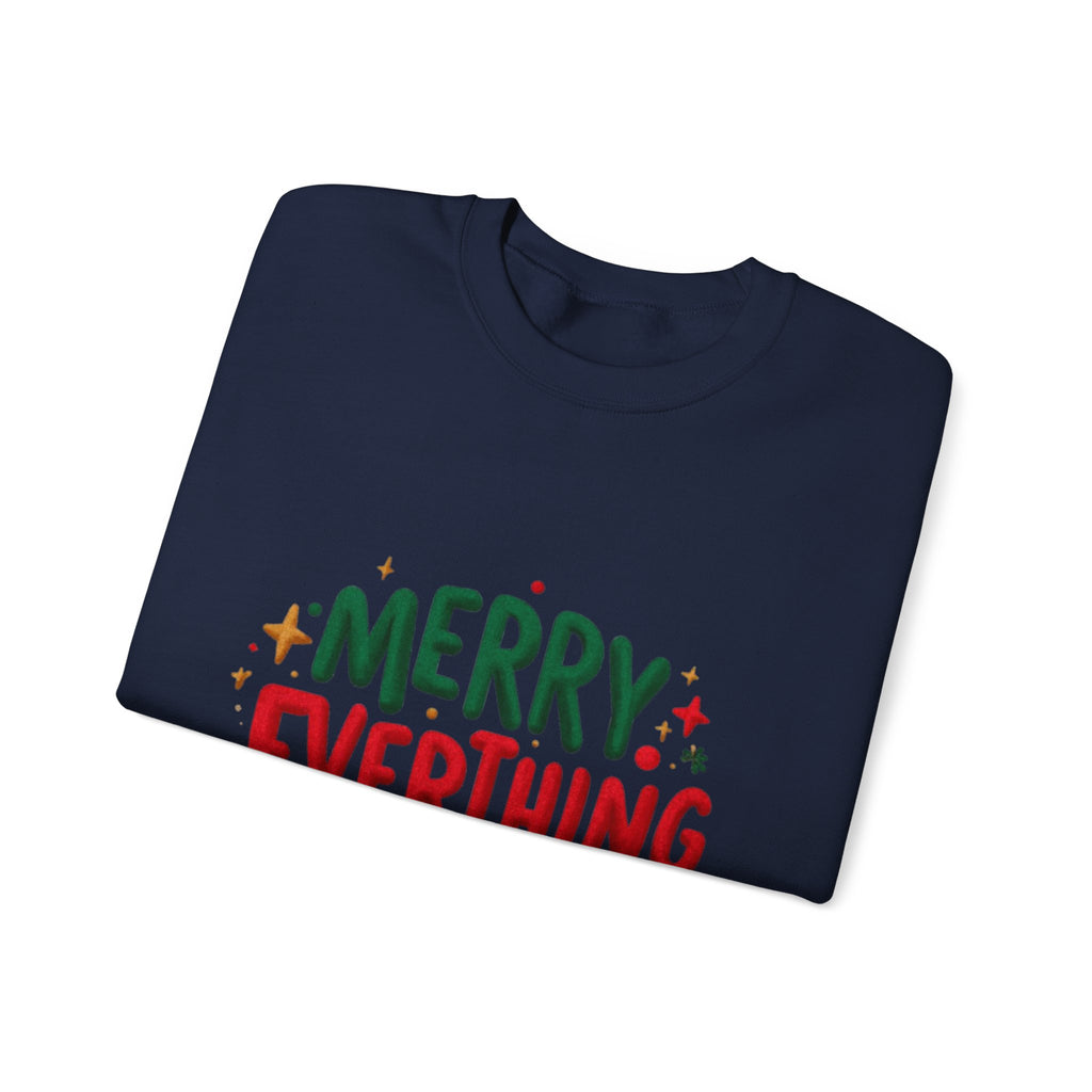 Merry Everything Crewneck Sweatshirt — Festive Holiday Graphic Pullover