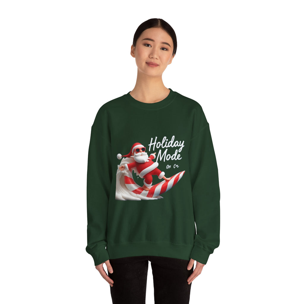 Santa Surfing Candy Cane Crewneck Sweatshirt