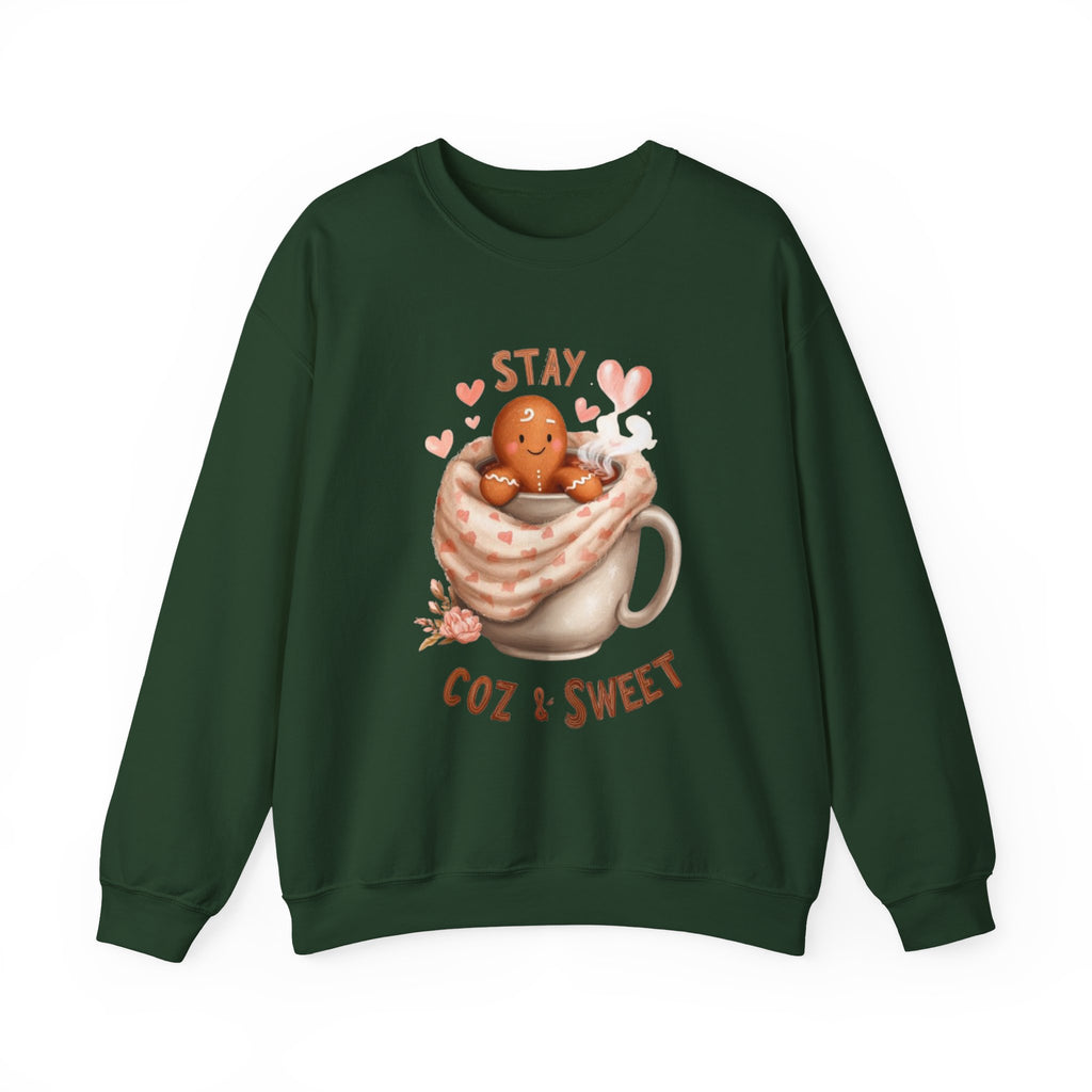 Sweatshirt — "Stay Coz & Sweet" Hot Cocoa Gingerbread Crewneck
