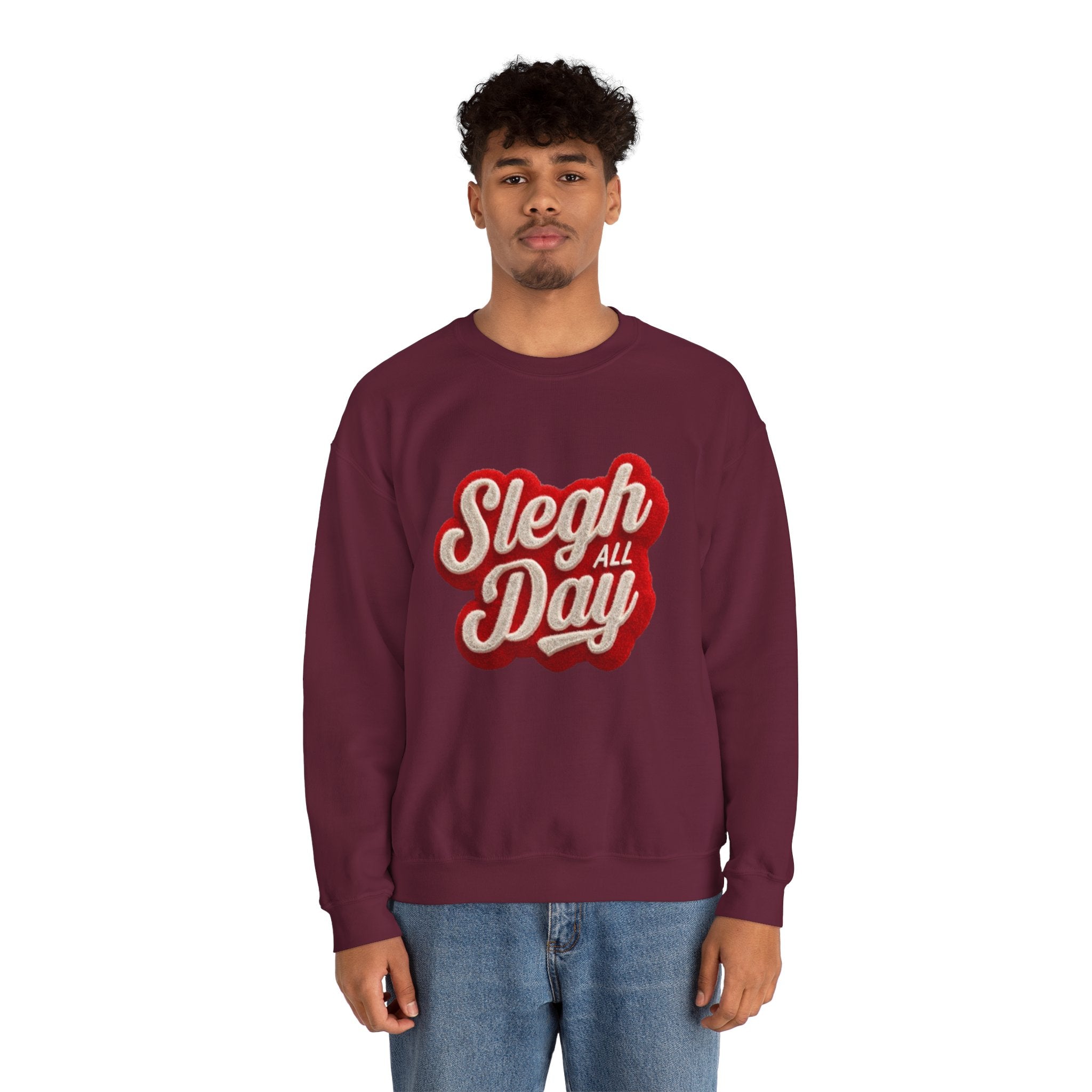 Sleigh All Day Crewneck Sweatshirt — Retro Holiday Christmas Pullover