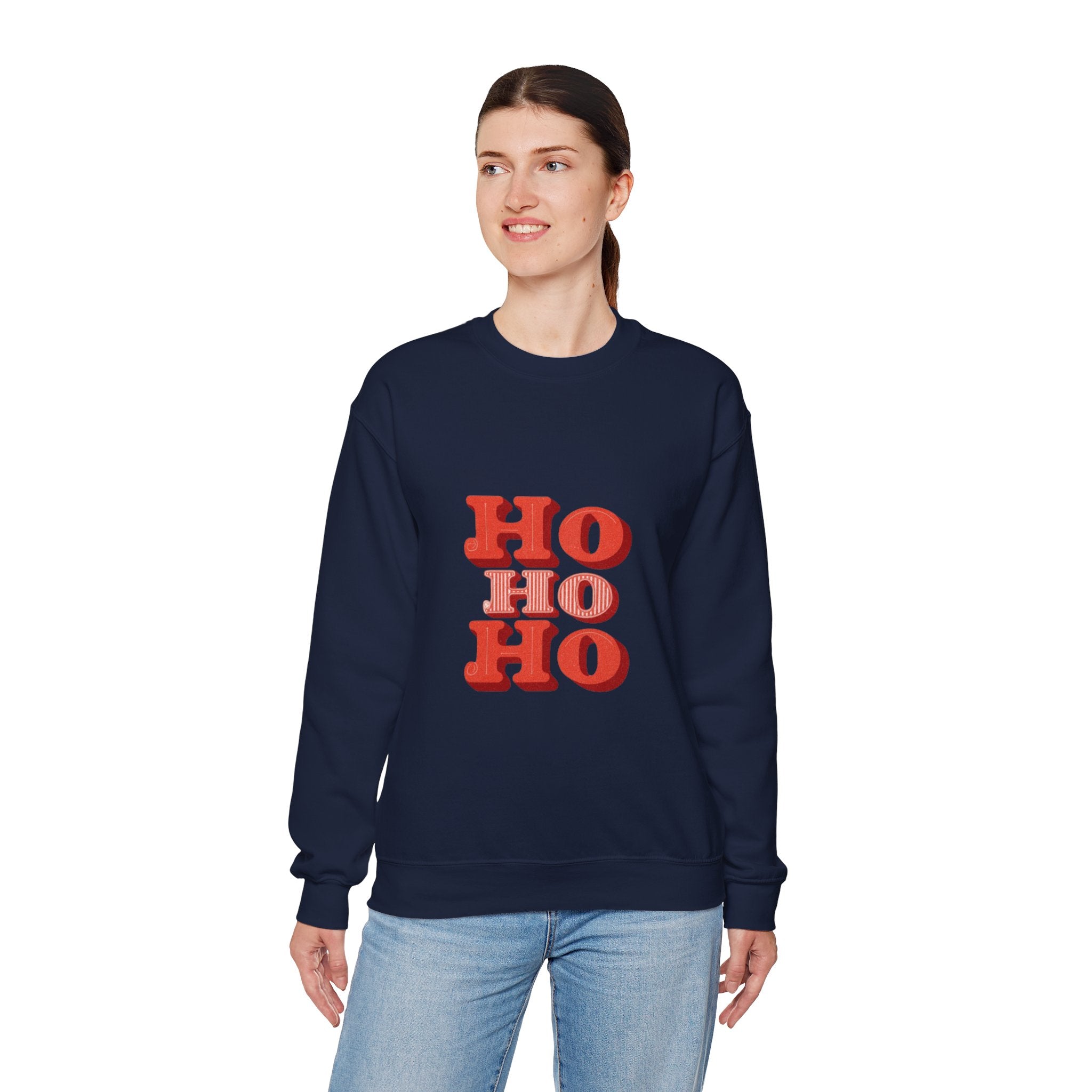 Holiday Crewneck Sweatshirt – Retro 'HO HO HO' Christmas Sweatshirt