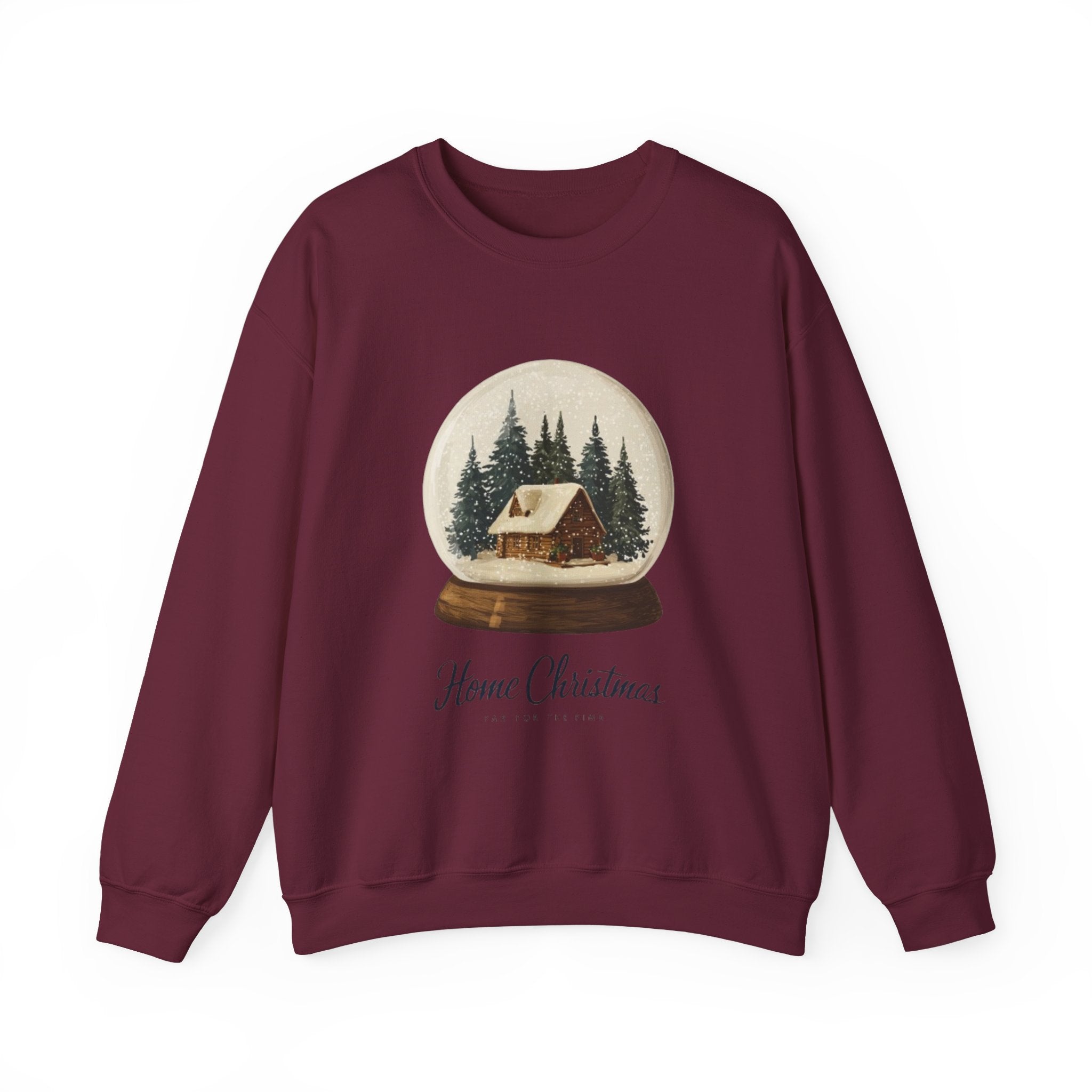 Christmas Snow Globe Sweatshirt — "Home Christmas" Cozy Cabin Crewneck