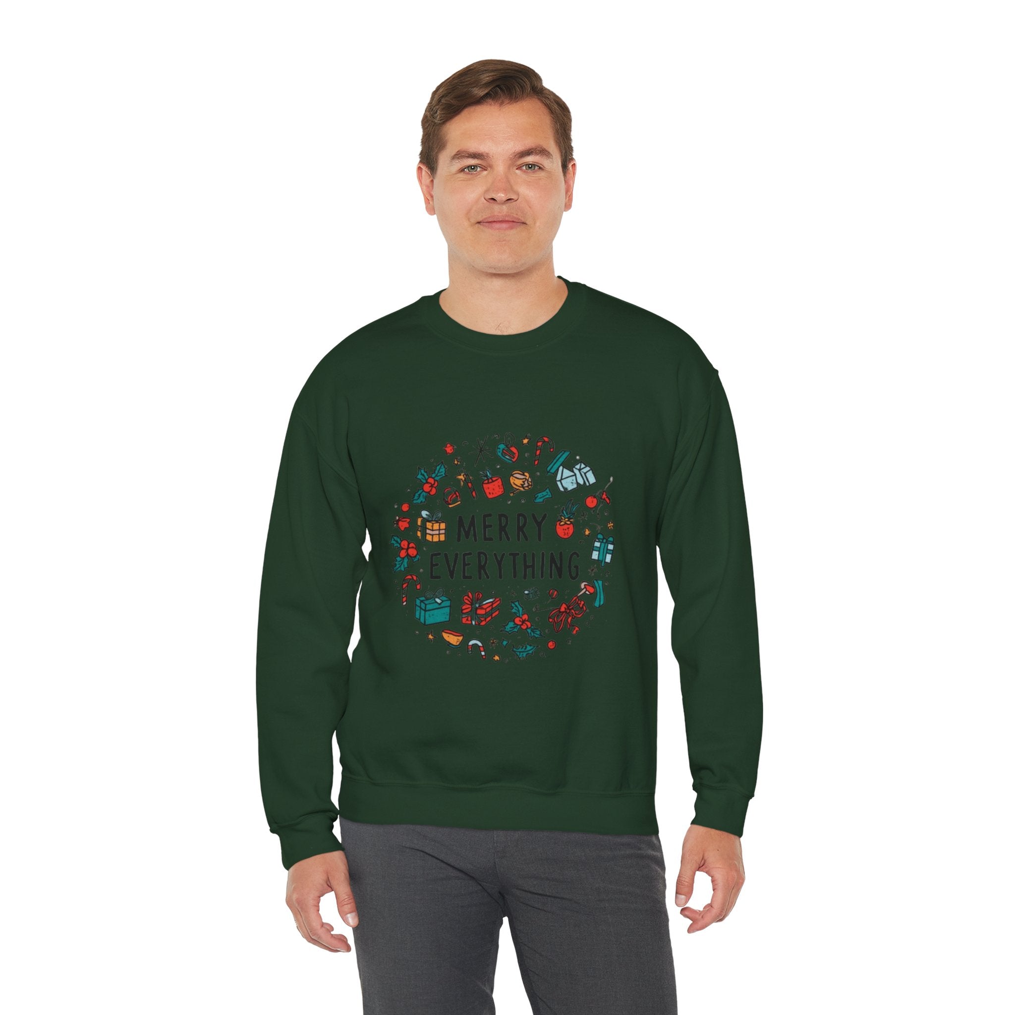 Merry Everything Crewneck Sweatshirt — Holiday Graphic Pullover