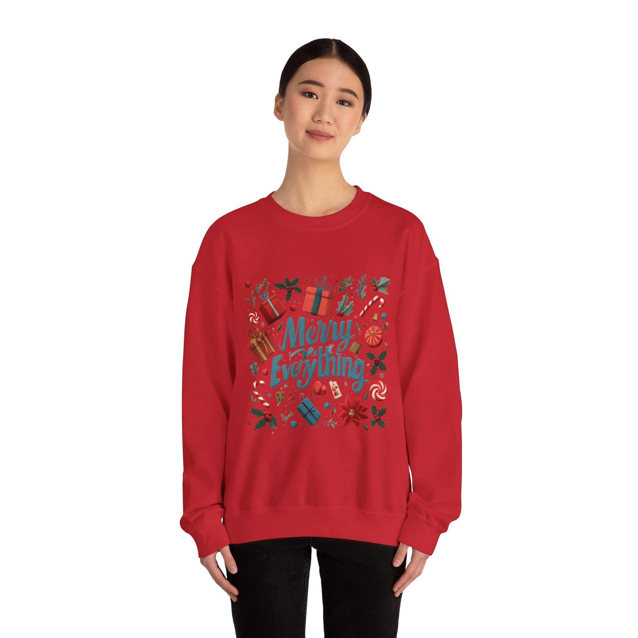 Crewneck Sweatshirt - Merry Everything Holiday Graphic Sweatshirt