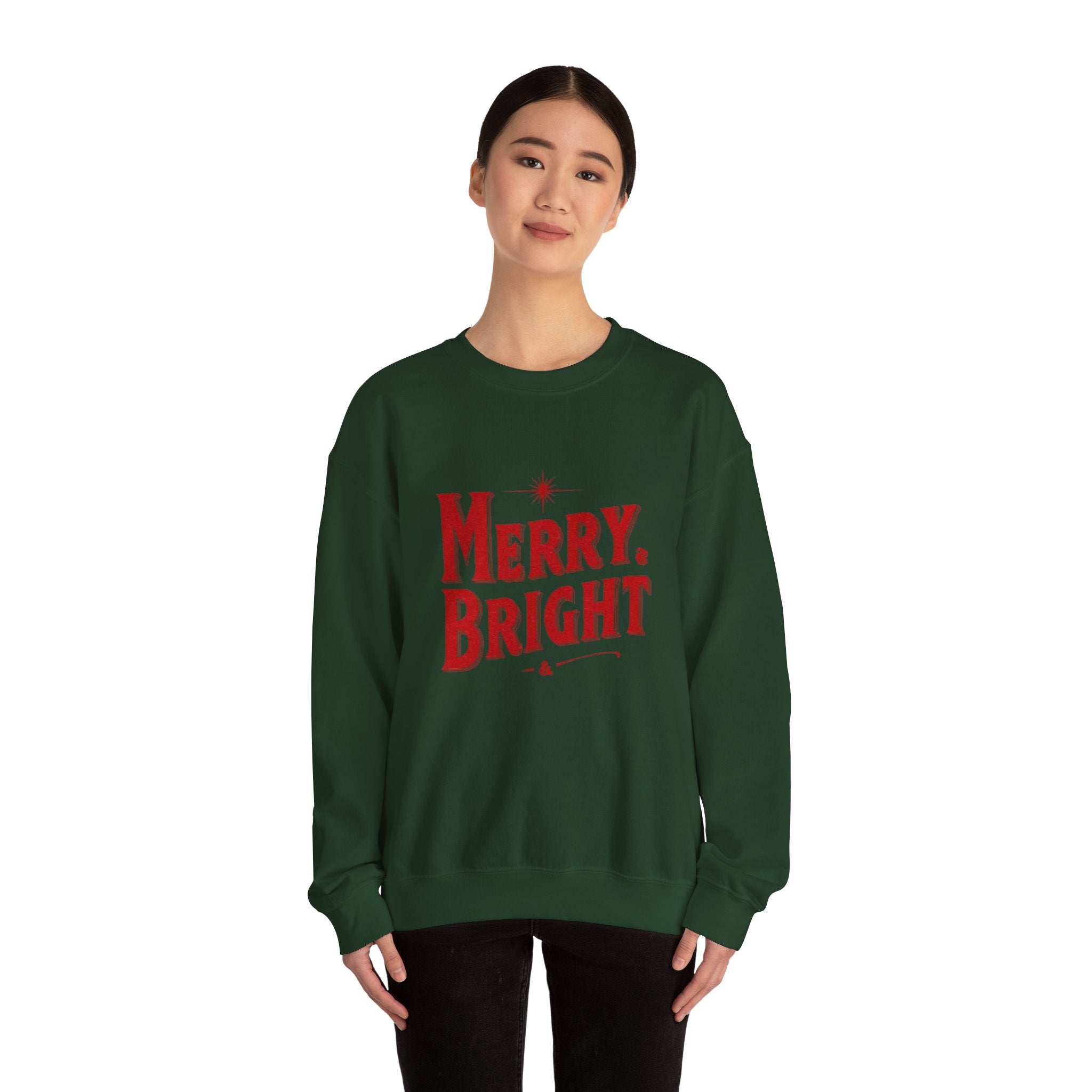 Merry & Bright Crewneck Sweatshirt — Vintage Holiday Graphic