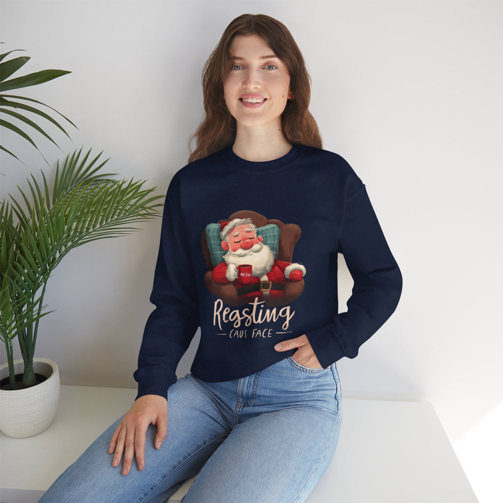 Crewneck Sweatshirt — "Resting Claus Face" Santa Holiday Graphic