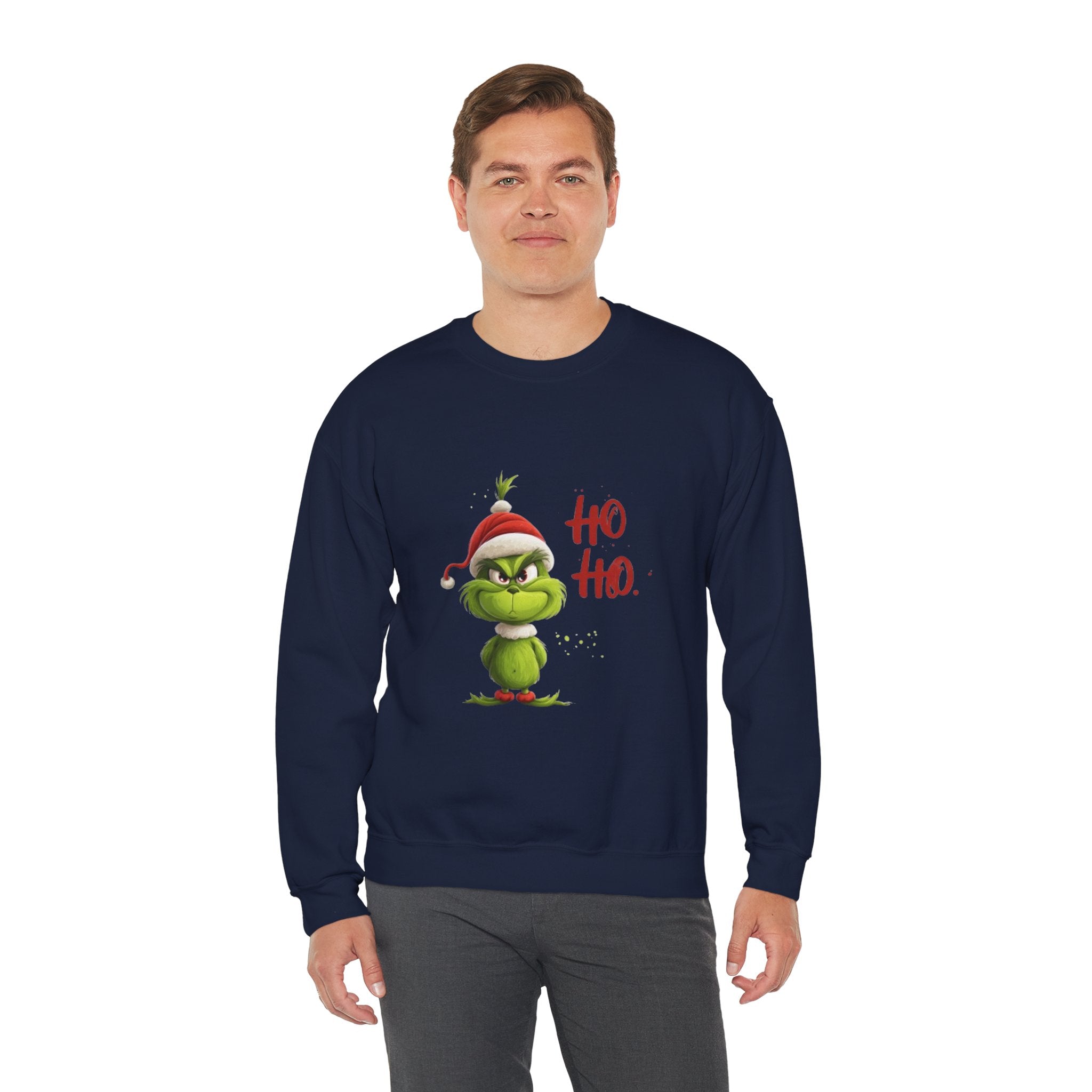 Grumpy Grinch Christmas Sweatshirt – "Ho Ho." Holiday Crewneck