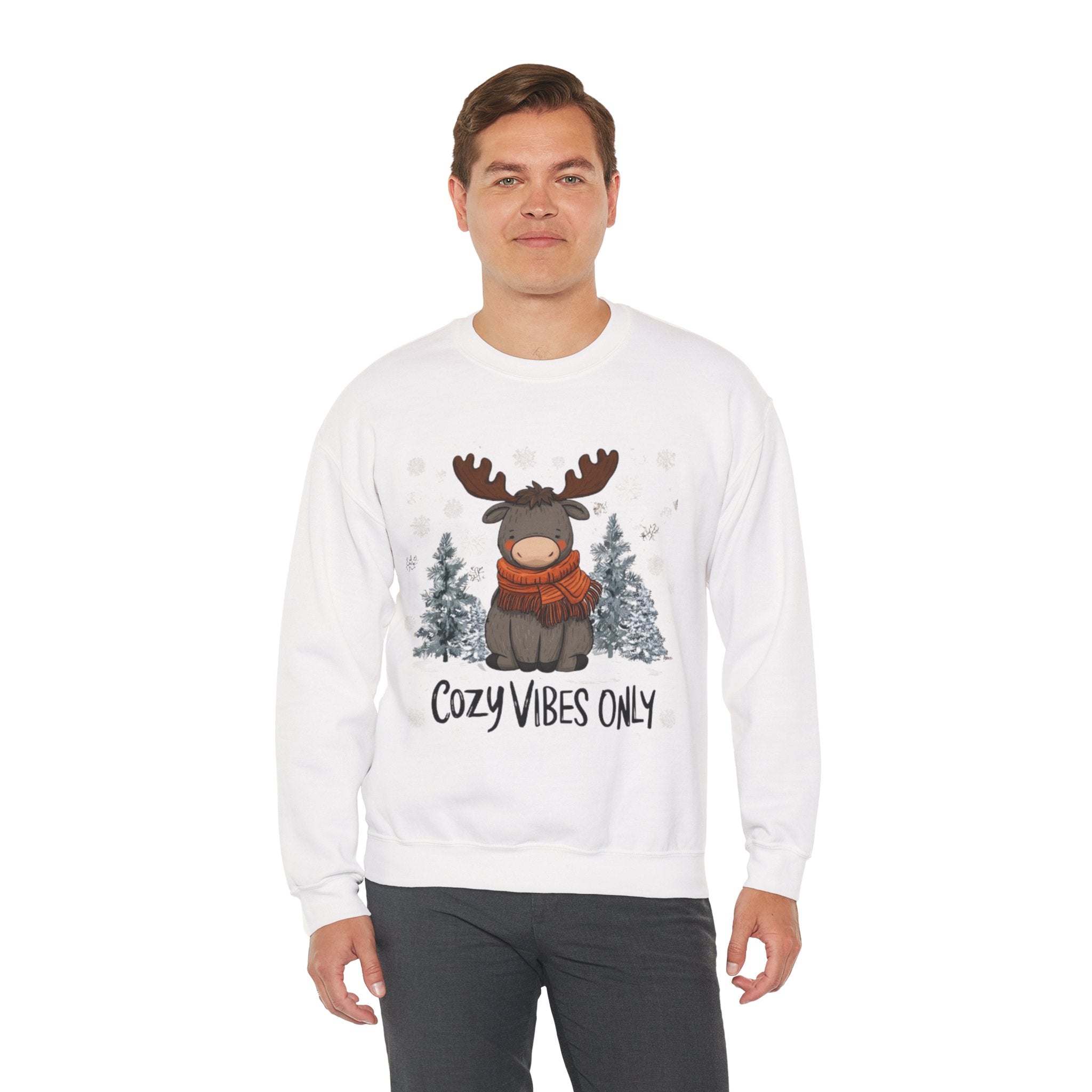 Cozy Vibes Only Sweatshirt — Cute Winter Moose Crewneck