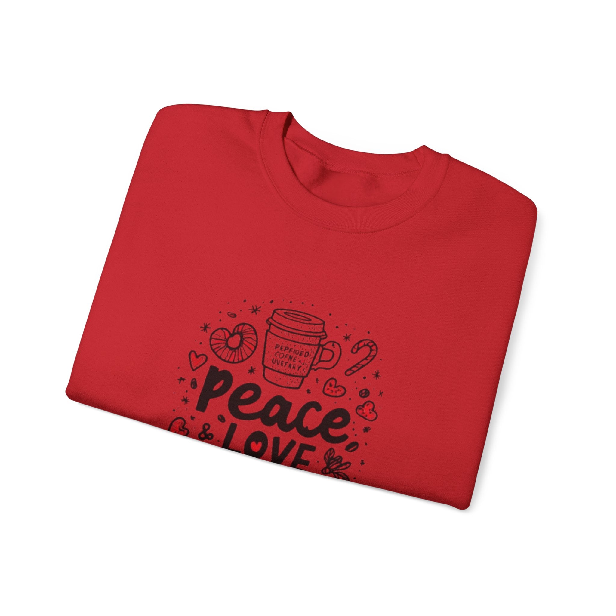 Peppermint Mocha Crewneck Sweatshirt — "Peace & Love Mocha" Holiday Coffee Sweater