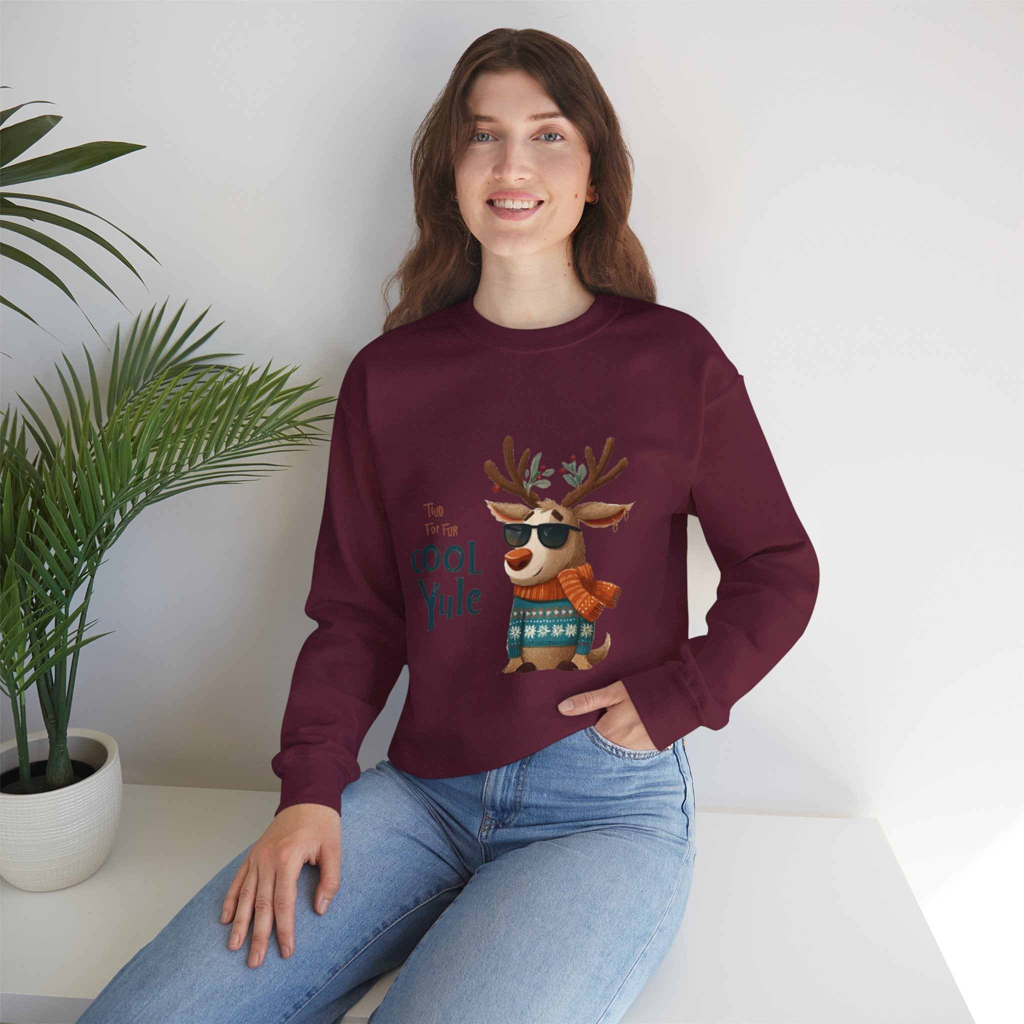 Reindeer 'Cool Yule' Crewneck Sweatshirt — Cute Holiday Graphic