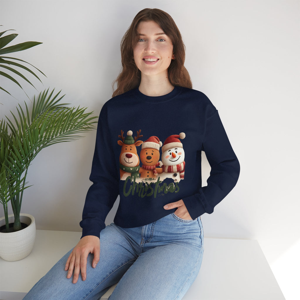 Christmas Crewneck Sweatshirt — Cute Reindeer, Bear & Snowman Holiday Pullover