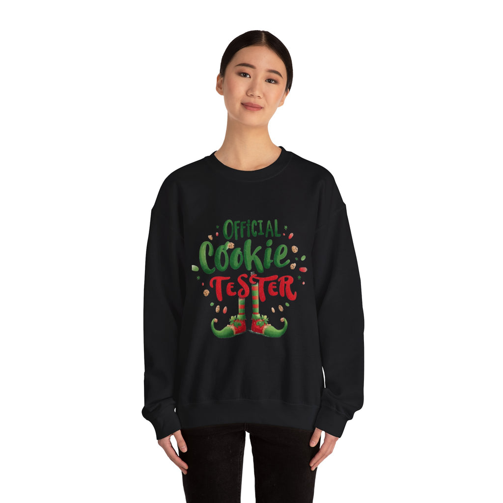 Sweatshirt — "Official Cookie Tester" Christmas Sweatshirt (Holiday Elf Cookie Taster)