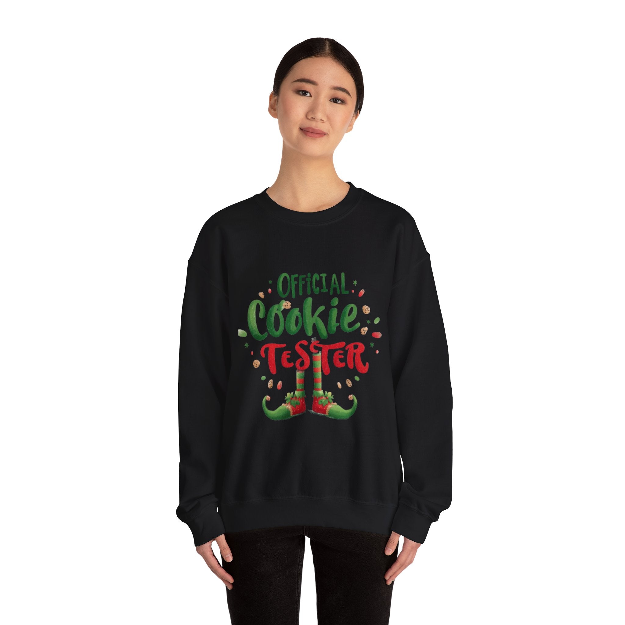 Sweatshirt — "Official Cookie Tester" Christmas Sweatshirt (Holiday Elf Cookie Taster)