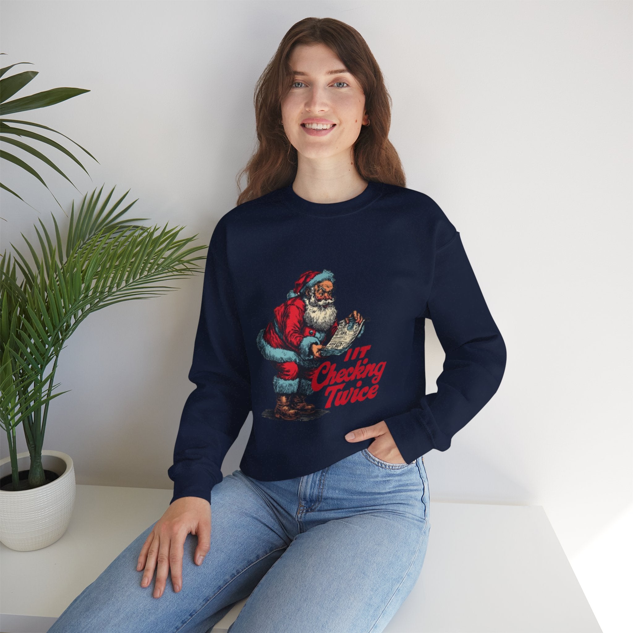 Christmas Sweatshirt - Vintage Santa "I’m Checking Twice" Holiday Crewneck