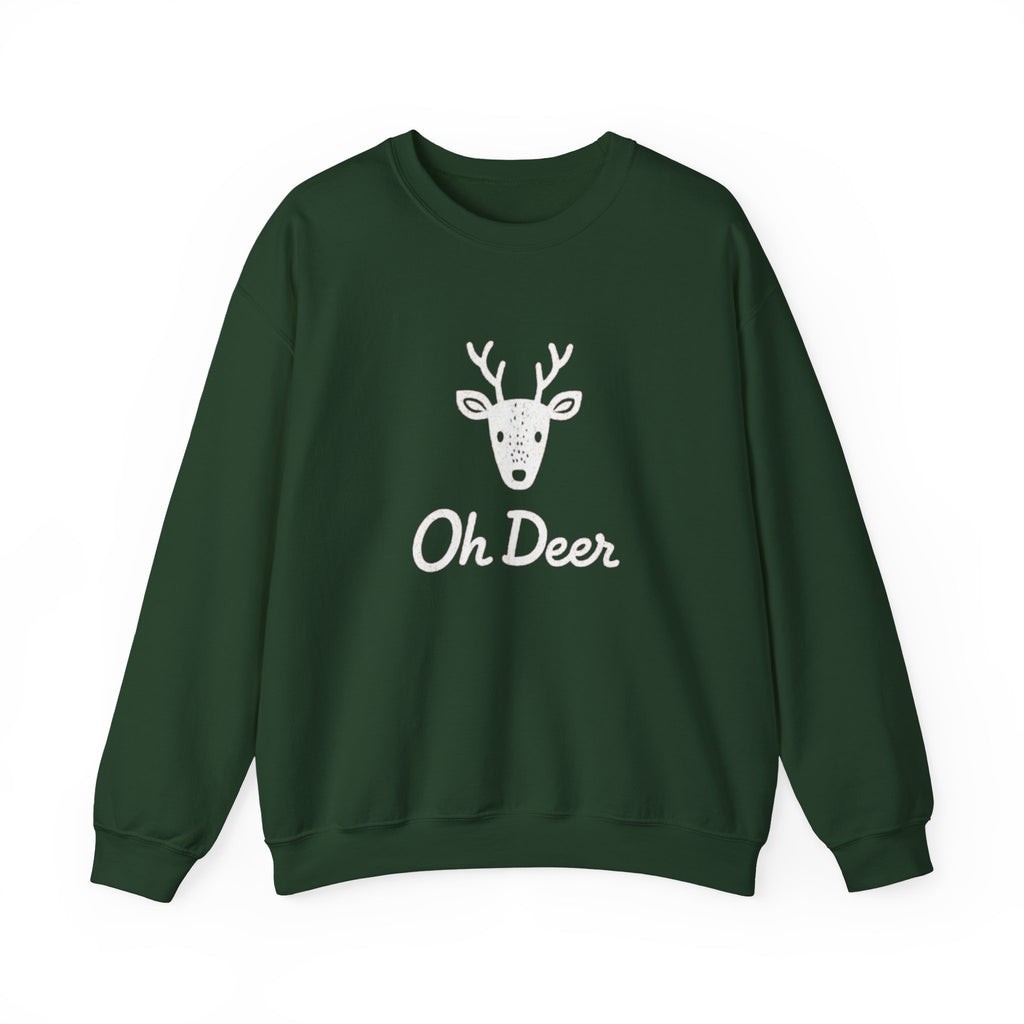 Oh Deer Sweatshirt — Cute Deer Head Graphic Holiday Crewneck