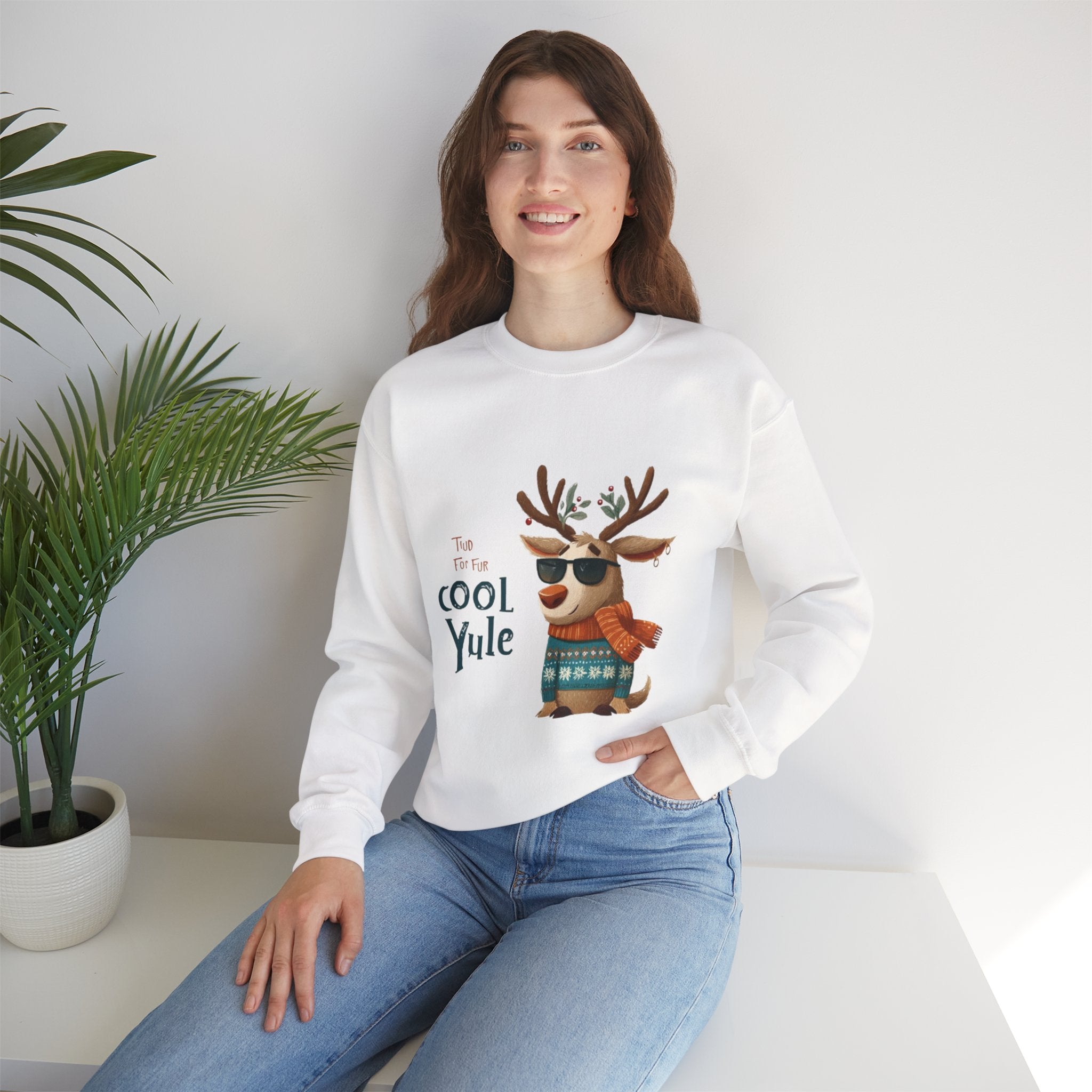 Reindeer 'Cool Yule' Crewneck Sweatshirt — Cute Holiday Graphic