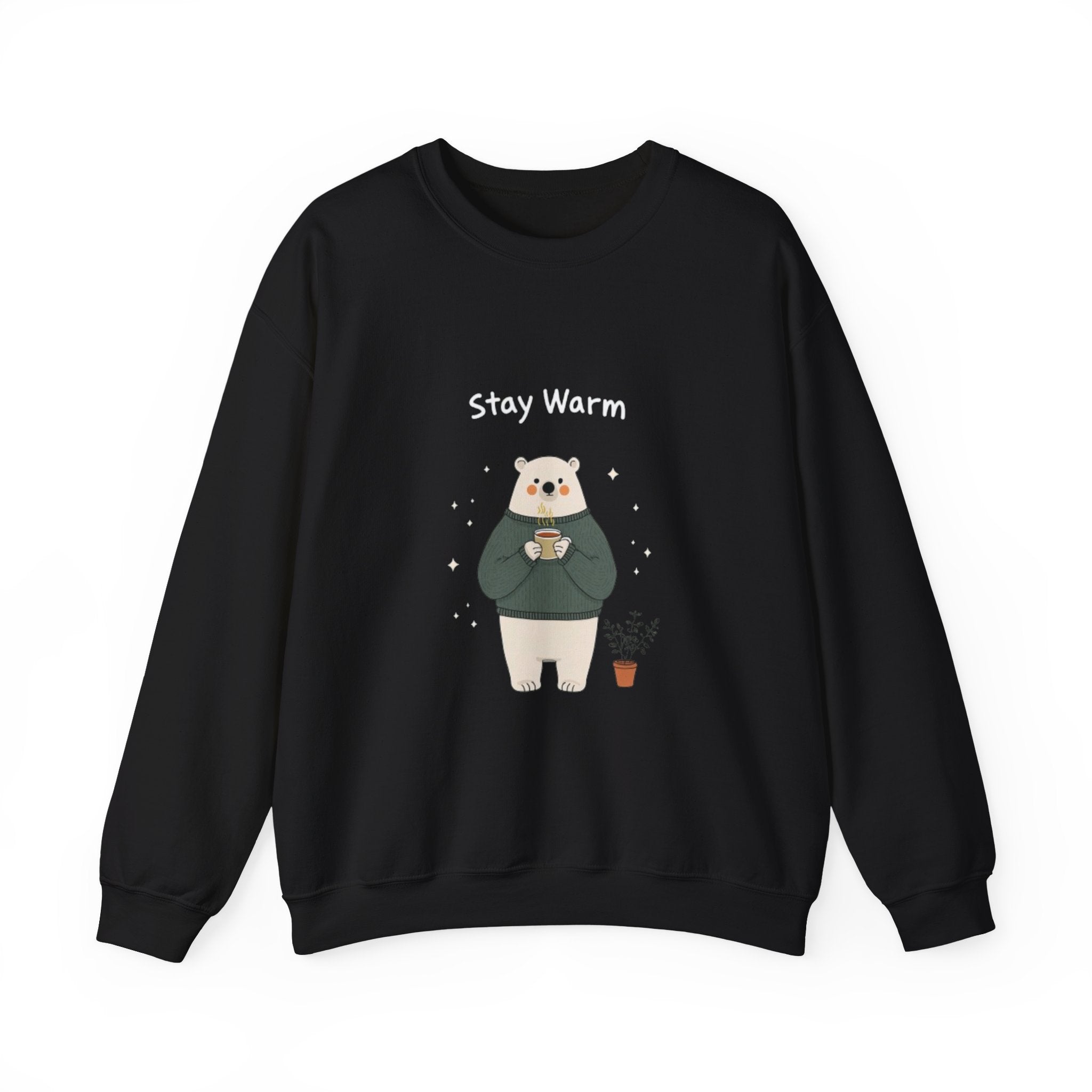 Bear with Coffee Crewneck Sweatshirt — Cozy Cute Graphic Pullover