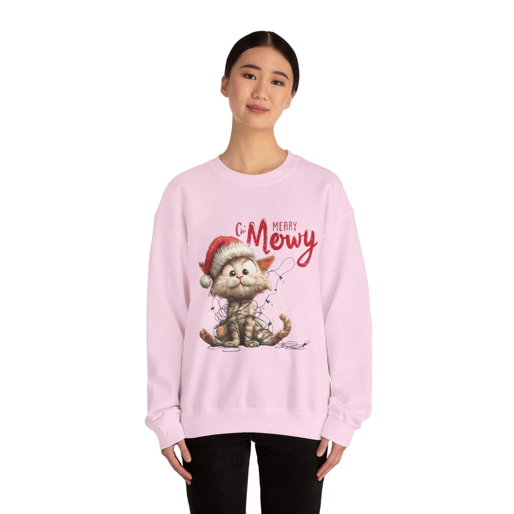 Merry Mewry Cat Sweatshirt — Cute Christmas Kitty Crewneck