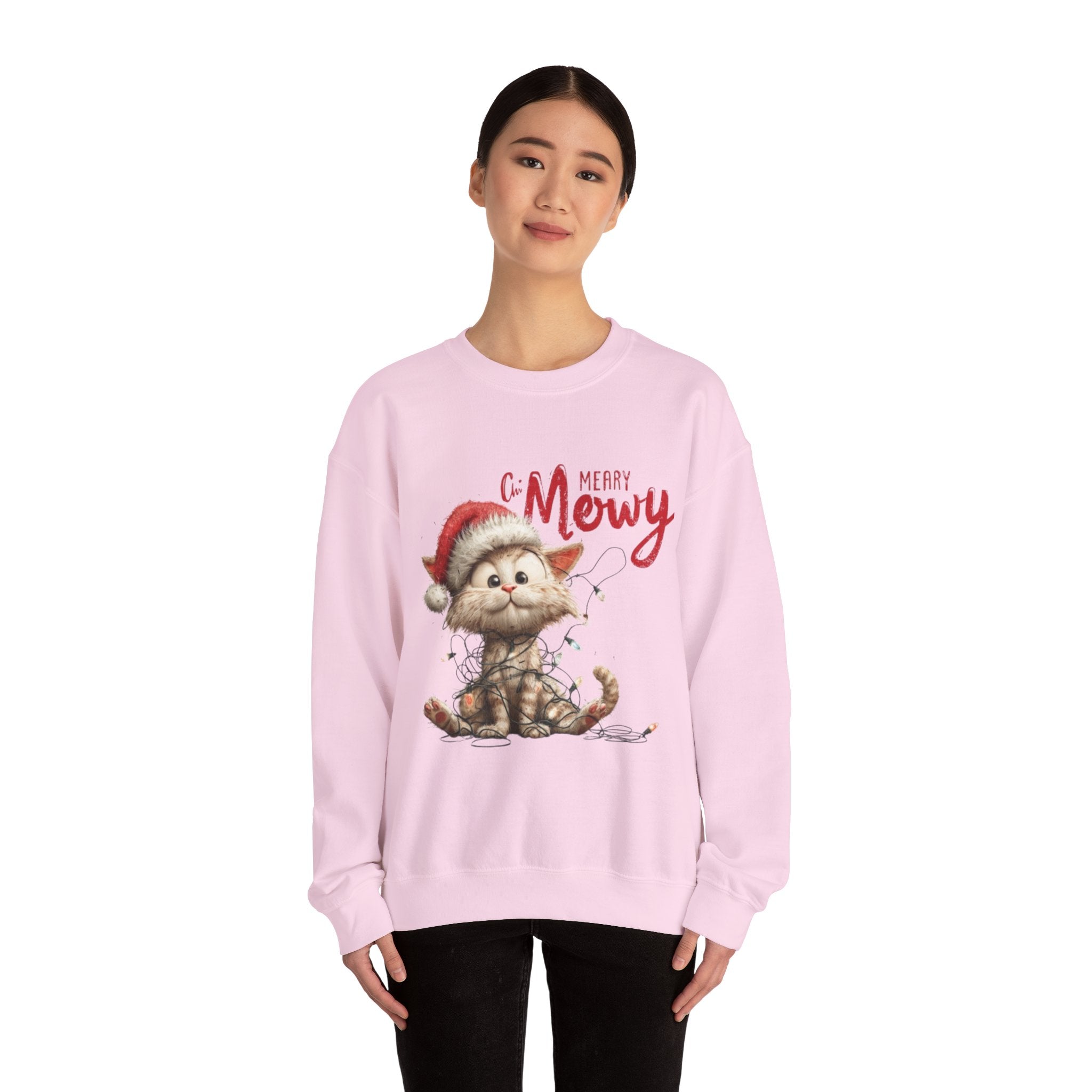 Merry Mewry Cat Sweatshirt — Cute Christmas Kitty Crewneck